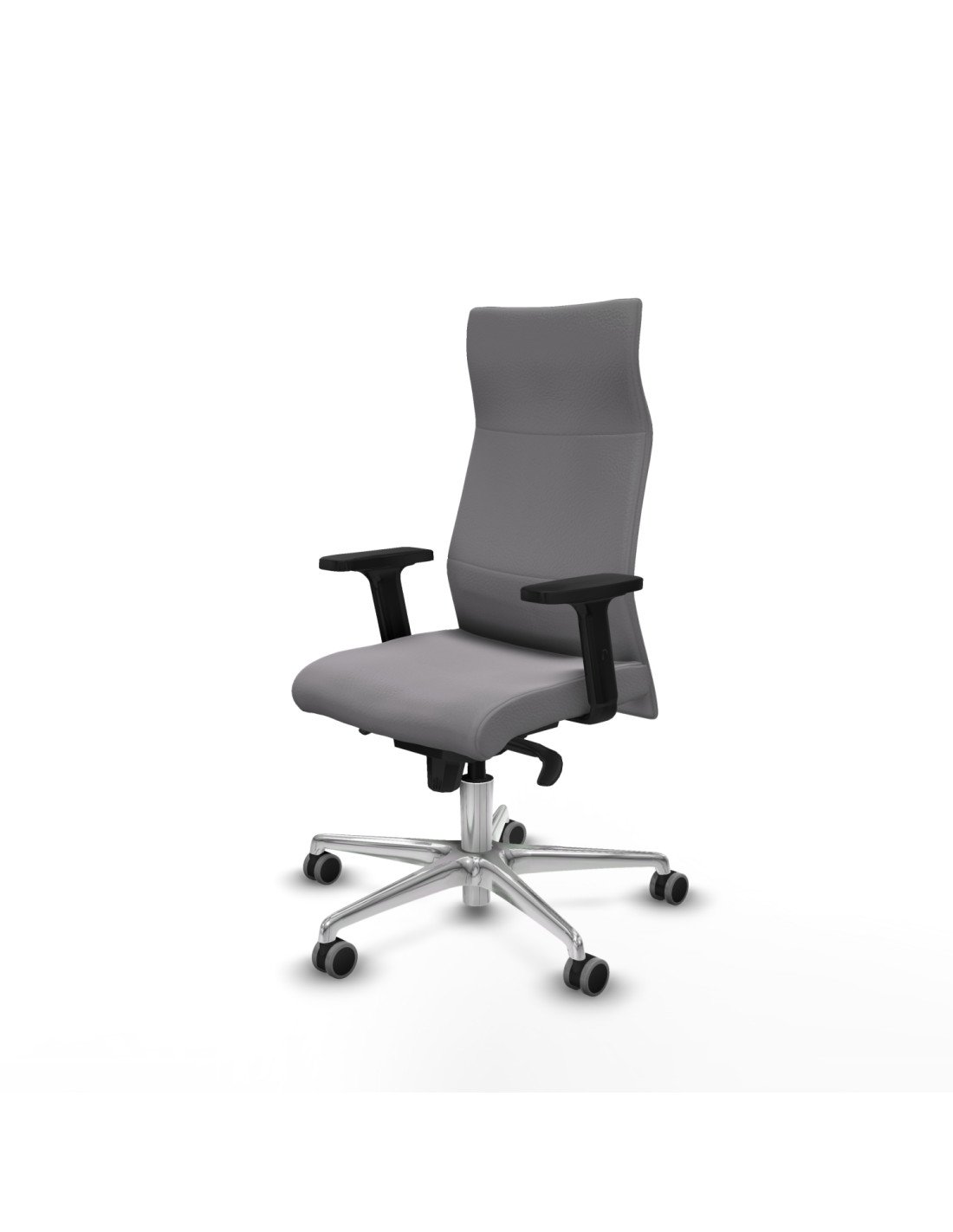 Piqueras y Crespo Albacete direcci?n sincro similpiel gris brazos 2D base aluminio ruedas 65 engomadas