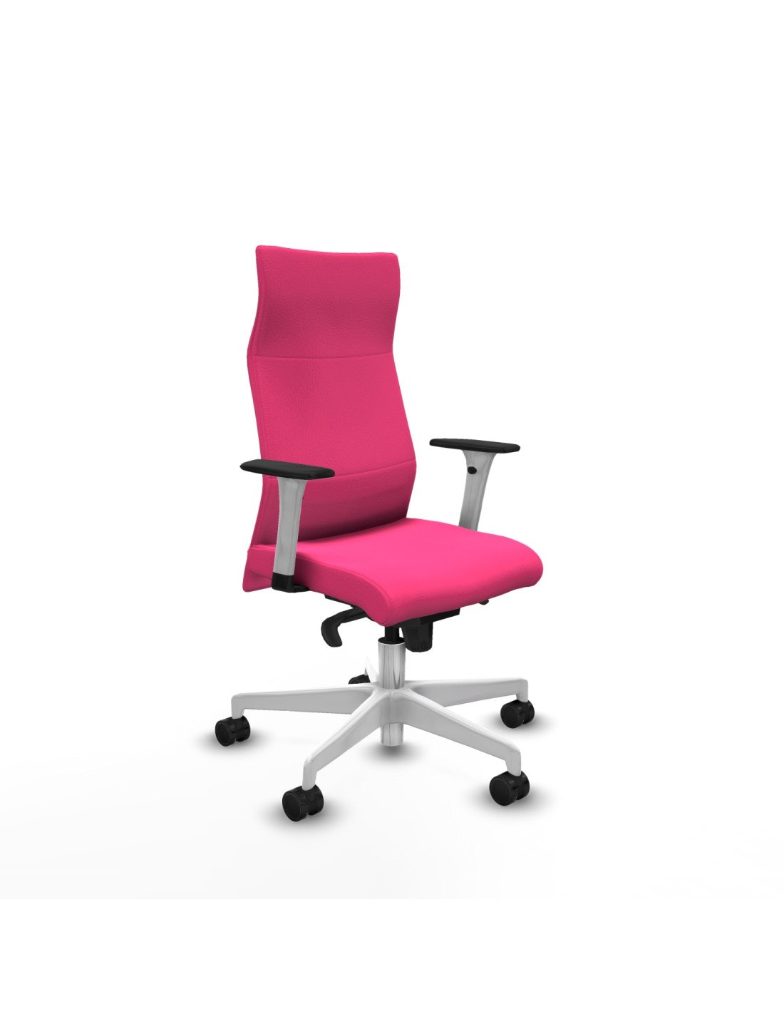 Piqueras y Crespo Albacete direcci?n sincro similpiel rosa brazos 1D blancos base blanca ruedas 65 nailon