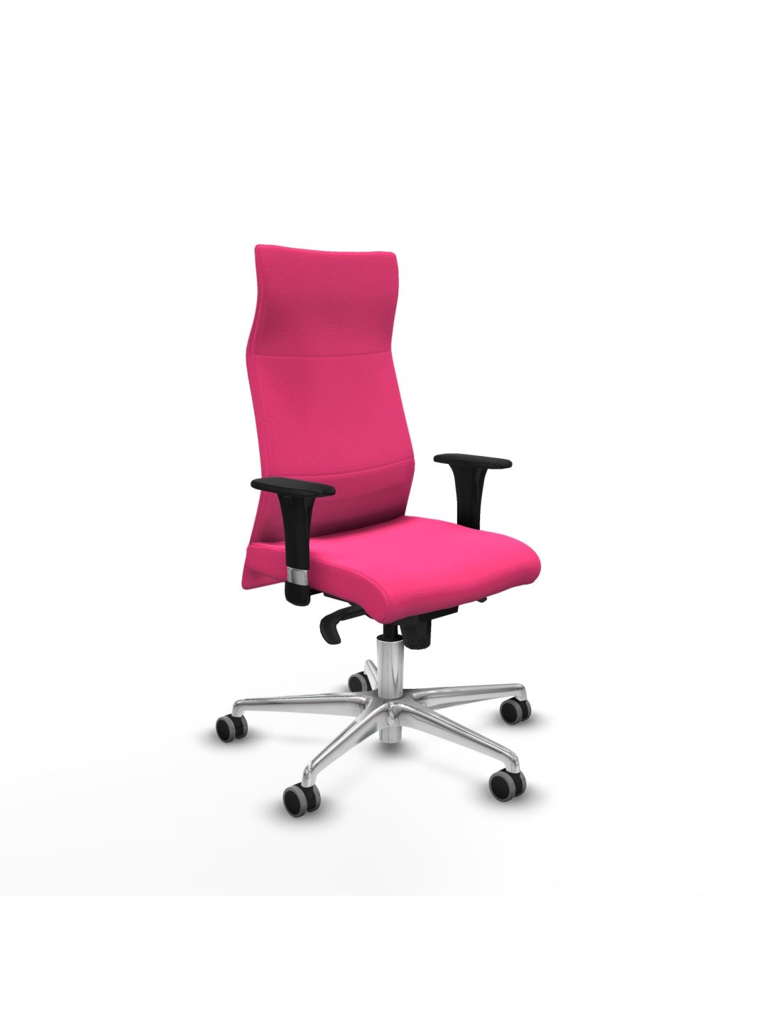 Piqueras y Crespo Albacete direcci?n sincro similpiel rosa brazos 1D cromados base aluminio ruedas 65 engomadas