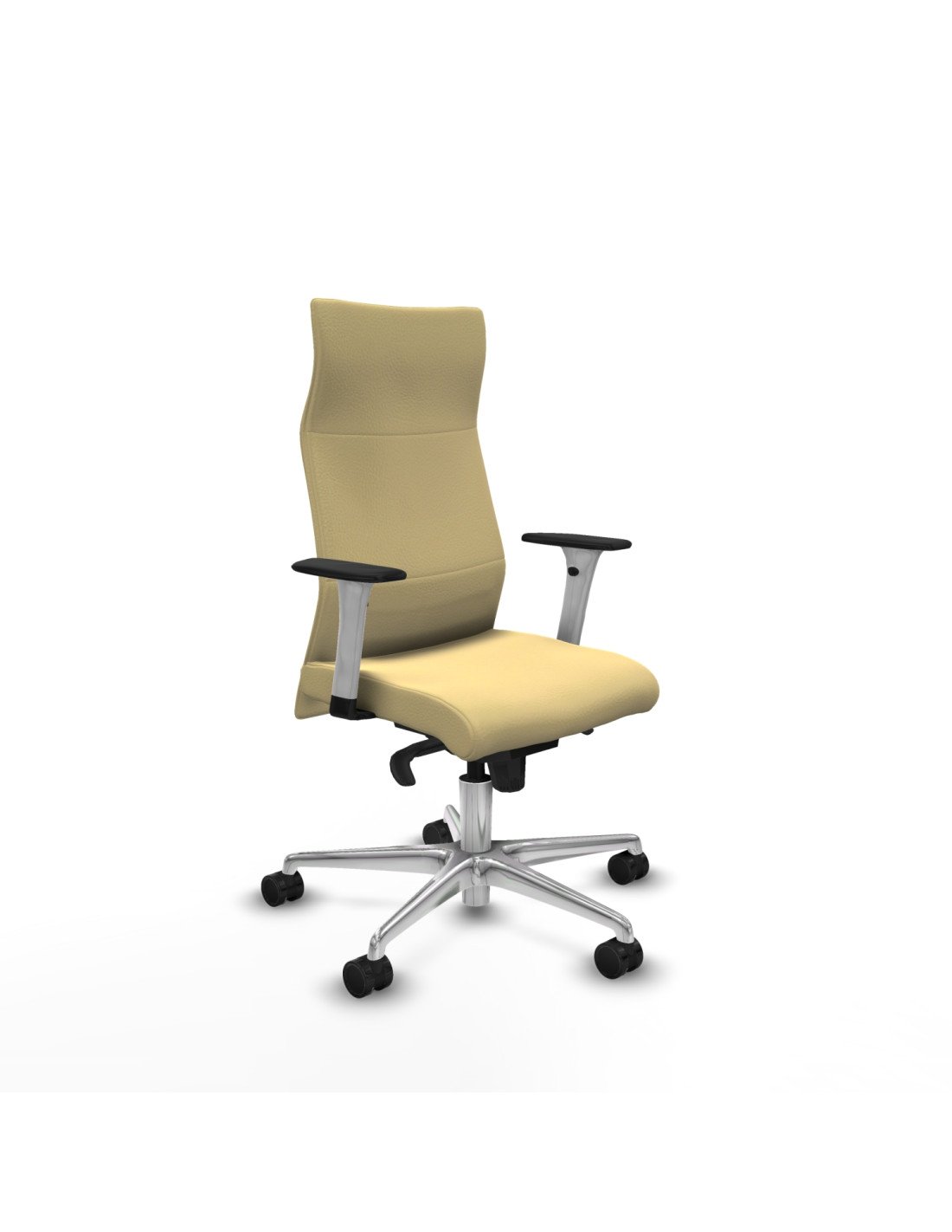 Piqueras y Crespo Albacete direcci?n sincro similpiel crema brazos 1D blancos base aluminio ruedas 65 nailon