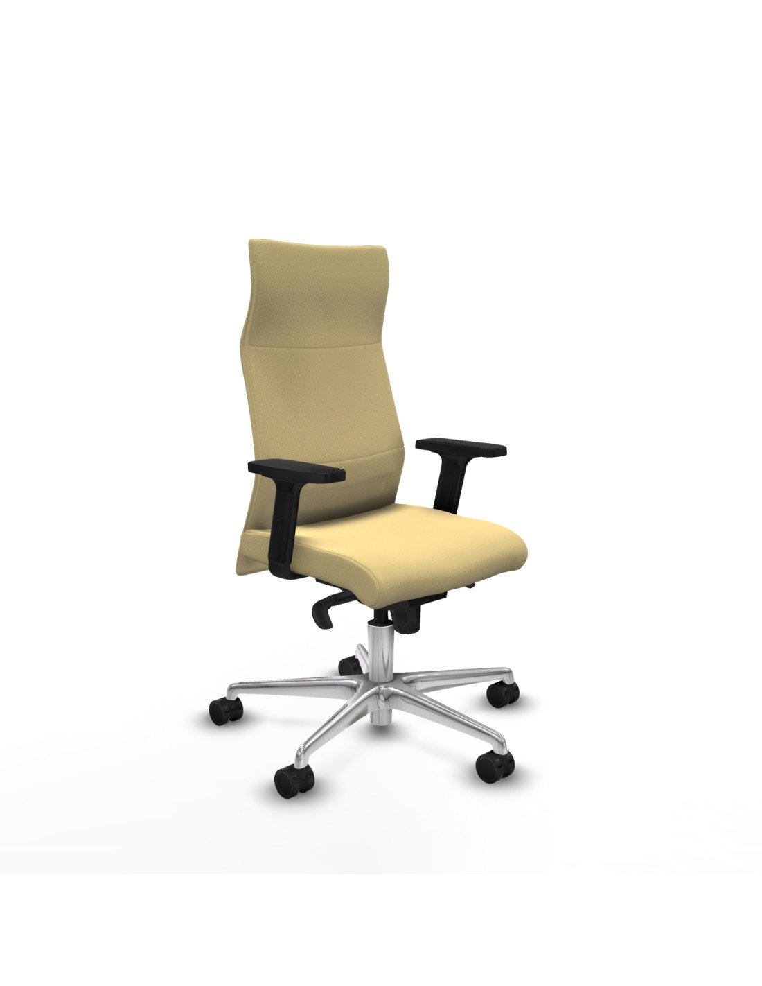 Piqueras y Crespo Albacete direcci?n sincro similpiel crema brazos 2D base aluminio ruedas 65 nailon