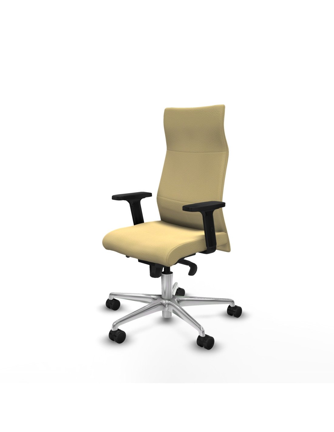 Piqueras y Crespo Albacete direcci?n sincro similpiel crema brazos 2D base aluminio ruedas 65 nailon