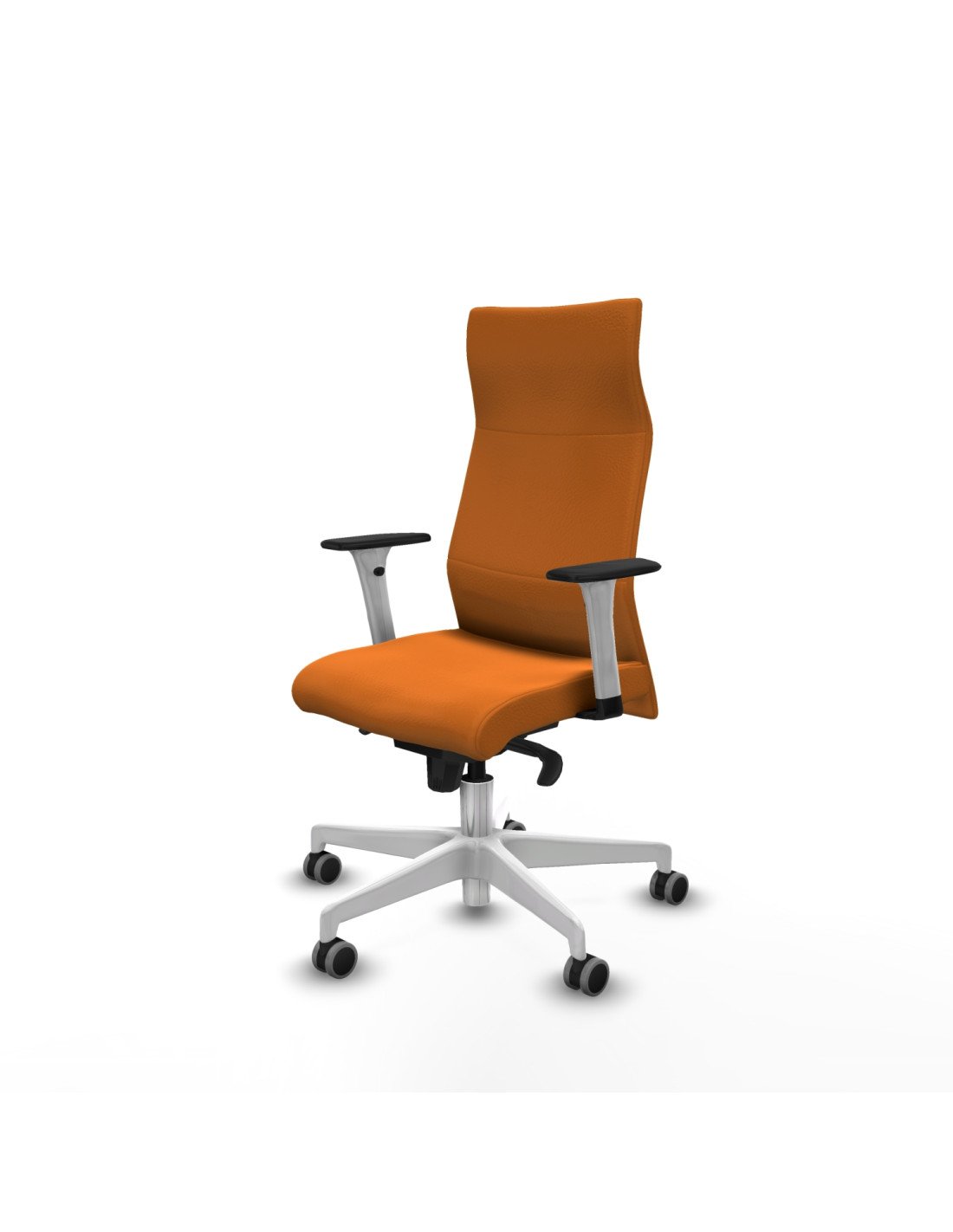 Piqueras y Crespo Albacete direcci?n sincro similpiel naranja brazos 1D blancos base blanca ruedas 65 engomadas