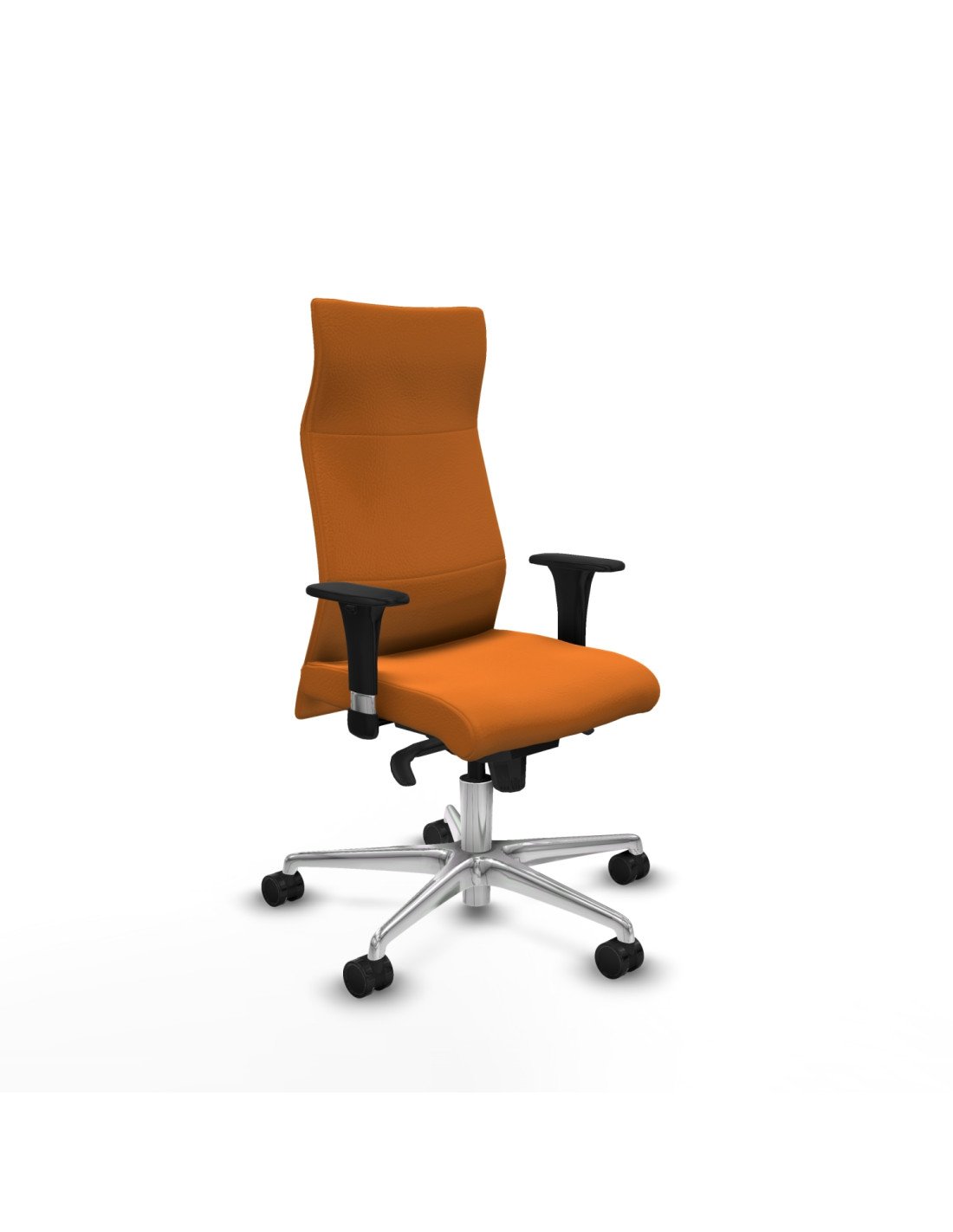 Piqueras y Crespo Albacete direcci?n sincro similpiel naranja brazos 1D cromados base aluminio ruedas 65 nailon