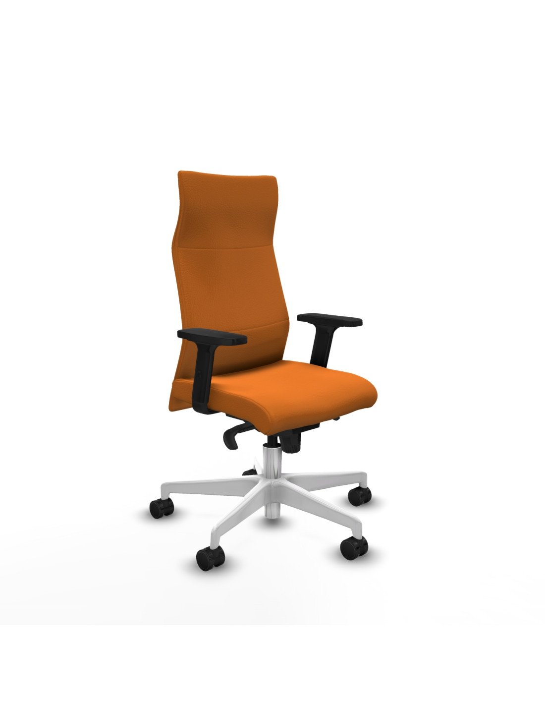 Piqueras y Crespo Albacete direcci?n sincro similpiel naranja brazos 2D base blanca ruedas 65 nailon