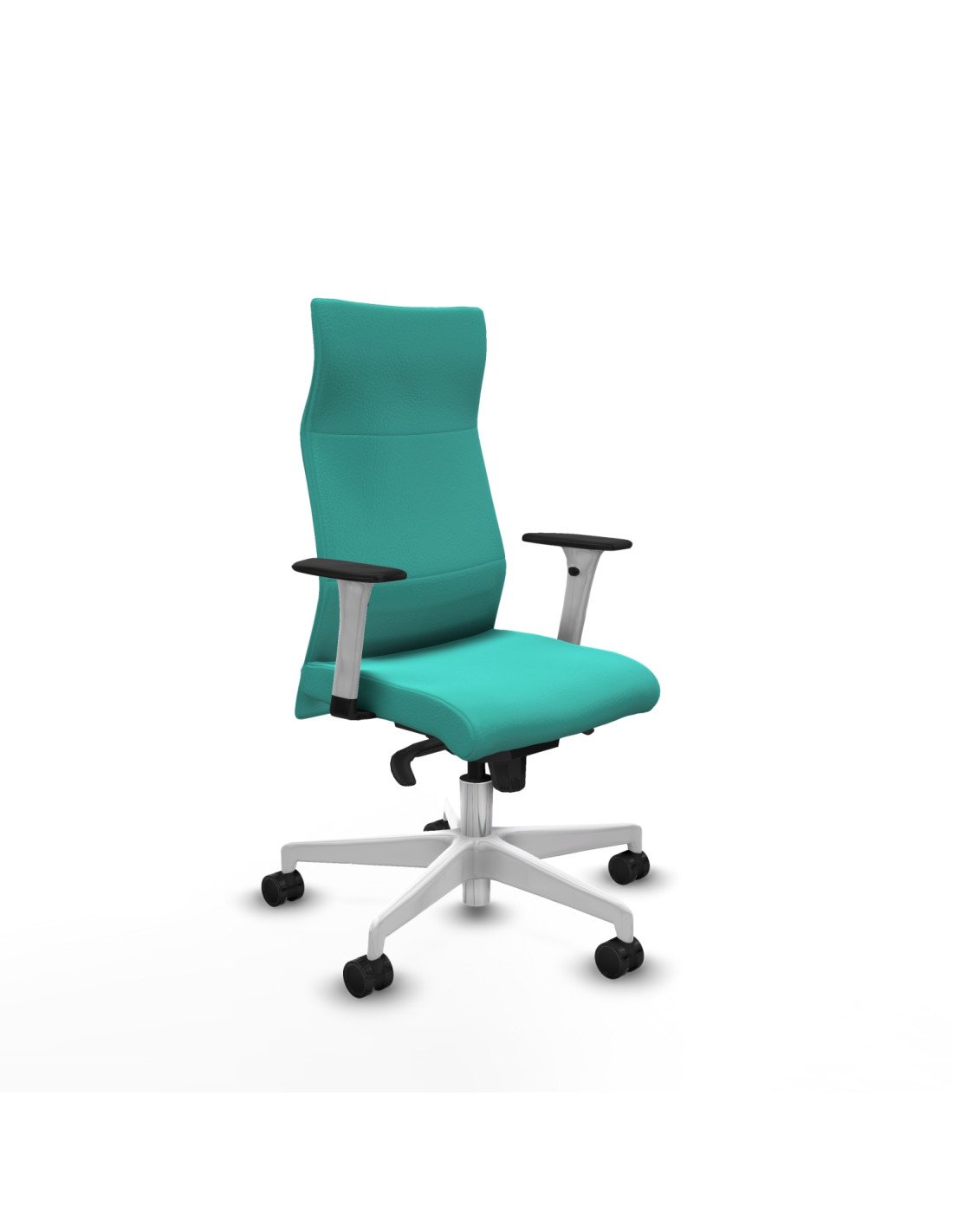 Piqueras y Crespo Albacete direcci?n sincro similpiel turquesa brazos 1D blancos base blanca ruedas 65 nailon