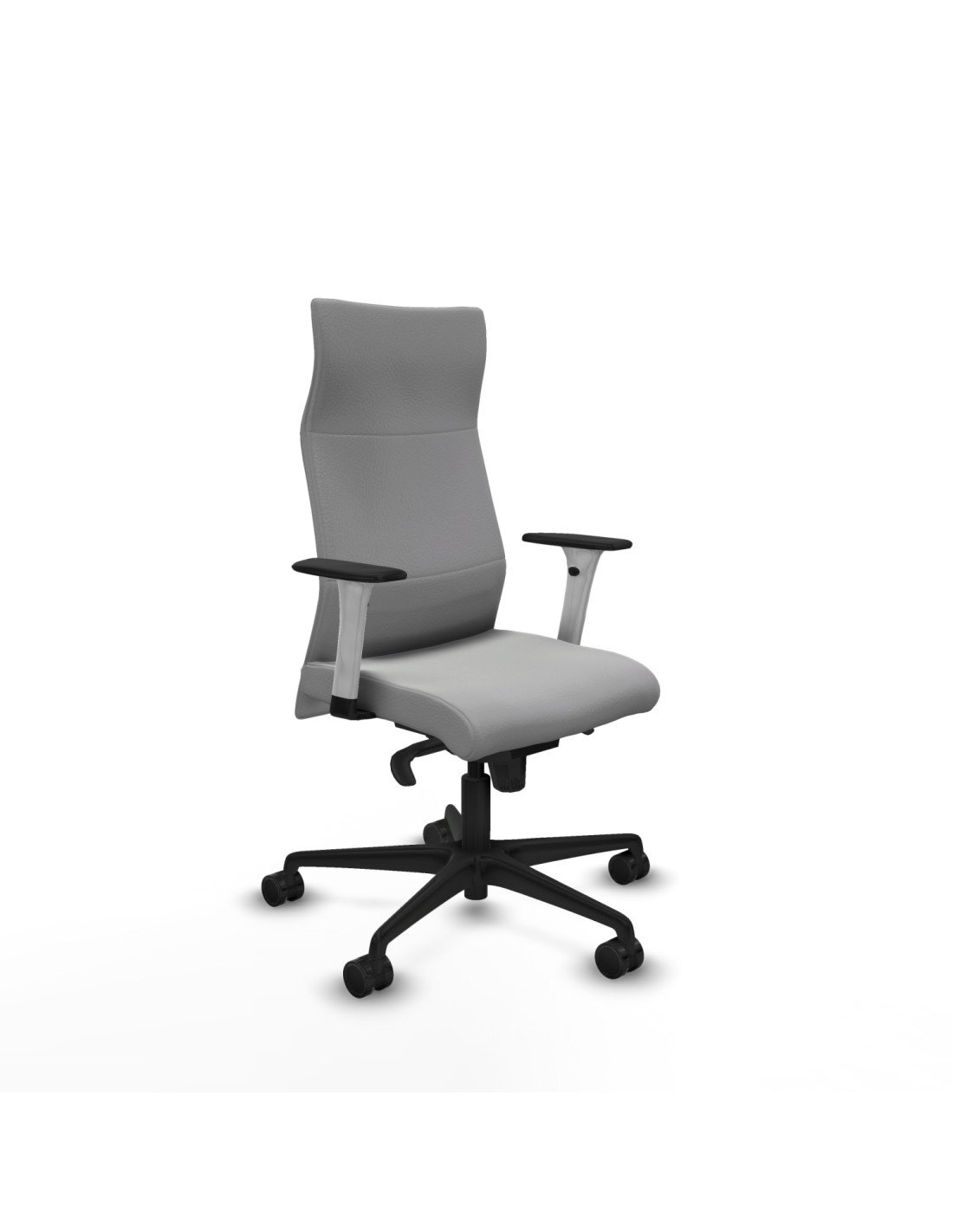 Piqueras y Crespo Albacete direcci?n sincro similpiel gris claro brazos 1D blancos base nailon ruedas 65 nailon