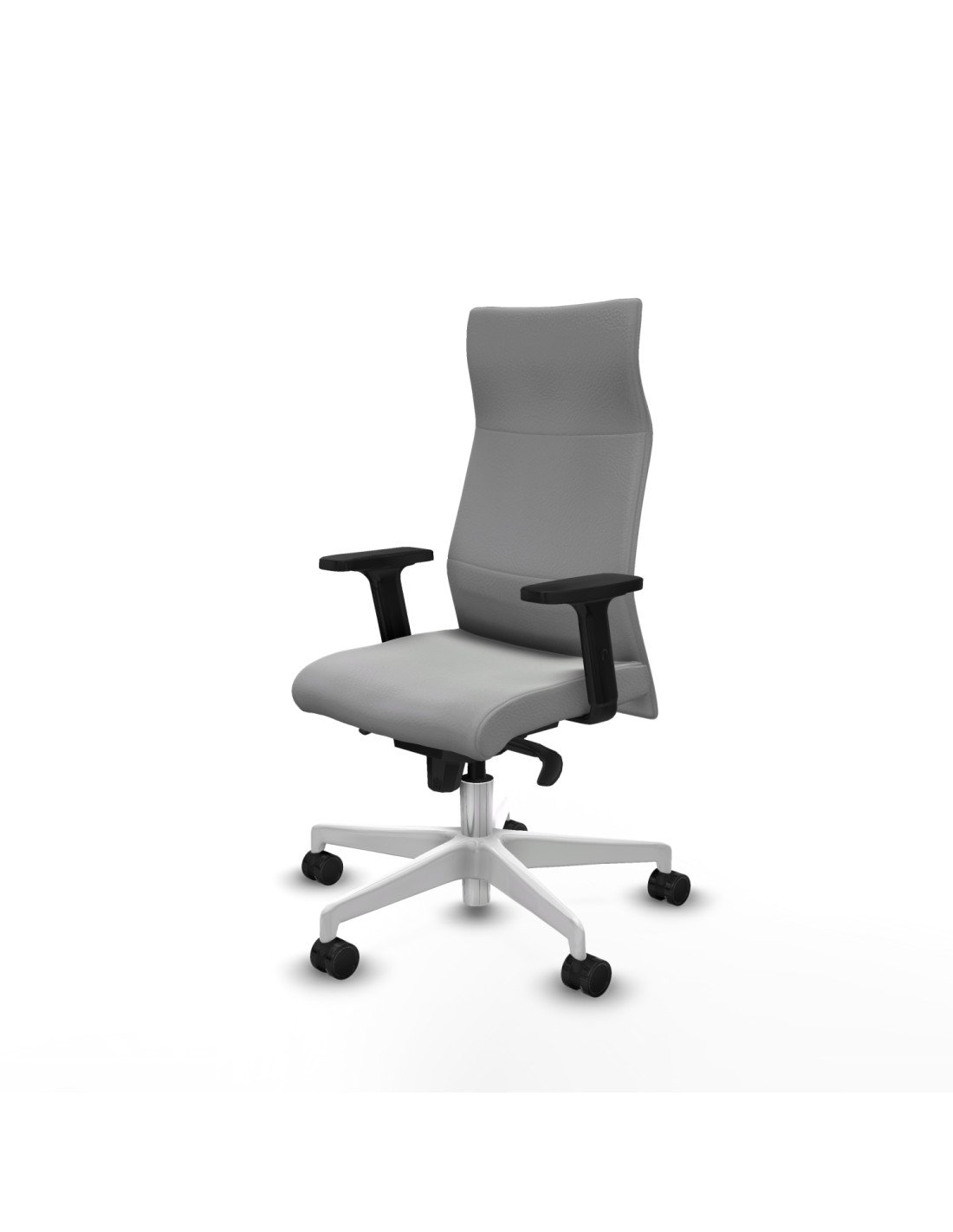 Piqueras y Crespo Albacete direcci?n sincro similpiel gris claro brazos 2D base blanca ruedas 65 nailon