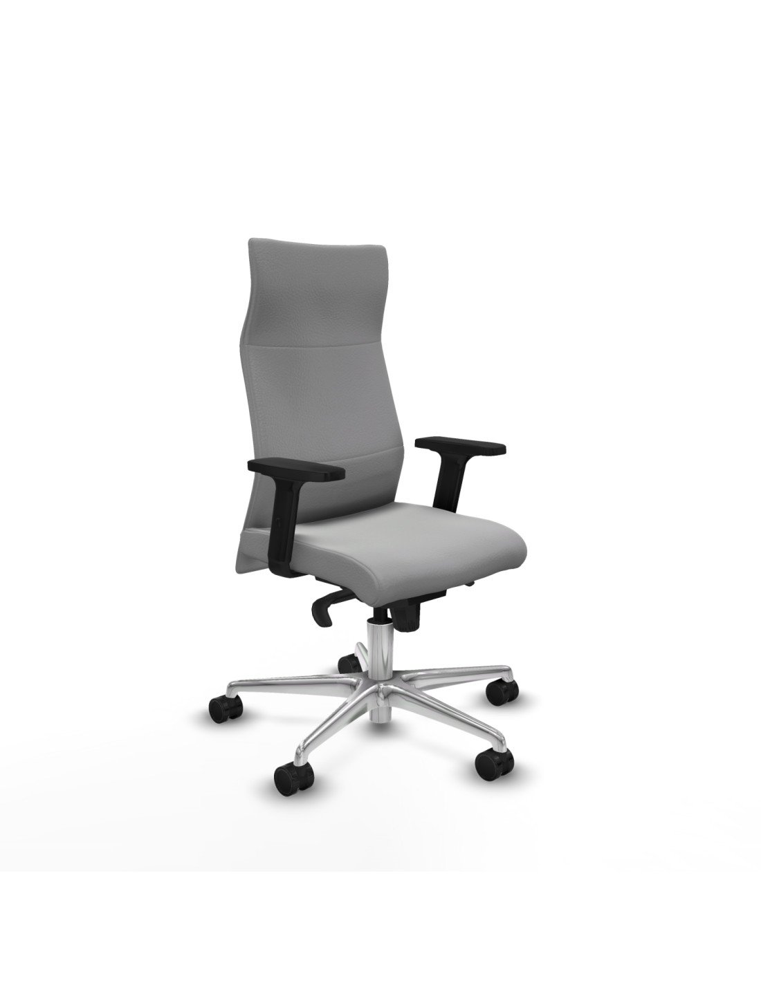 Piqueras y Crespo Albacete direcci?n sincro similpiel gris claro brazos 2D base aluminio ruedas 65 nailon