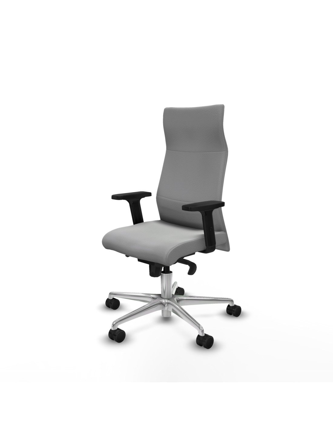 Piqueras y Crespo Albacete direcci?n sincro similpiel gris claro brazos 2D base aluminio ruedas 65 nailon