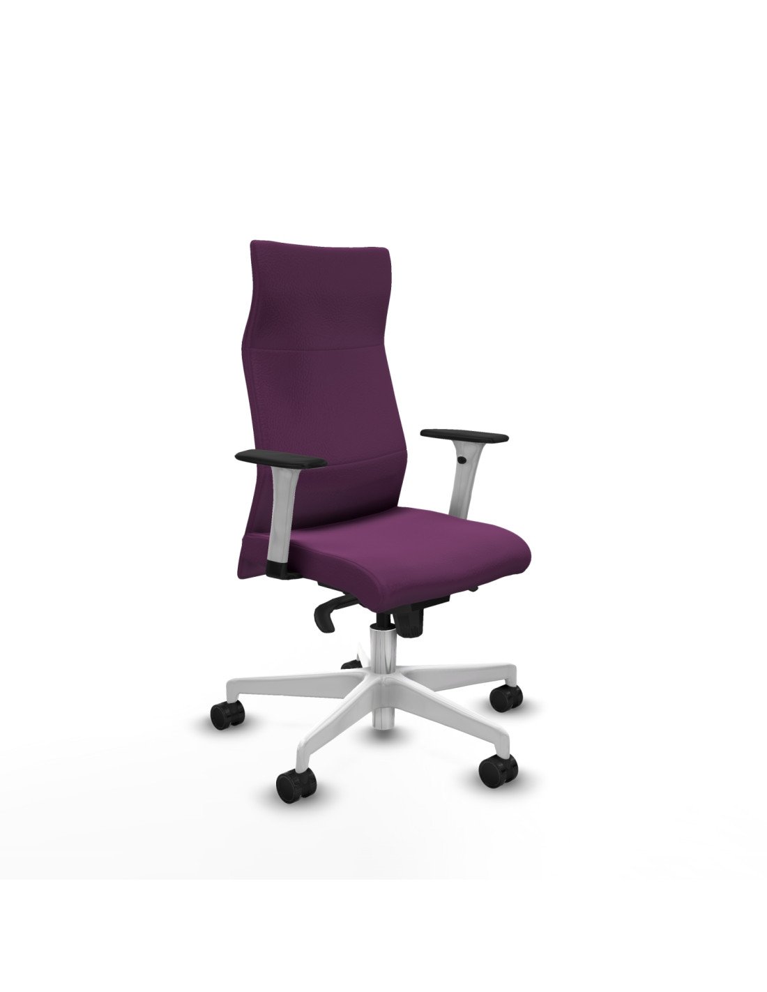 Piqueras y Crespo Albacete direcci?n sincro similpiel morado brazos 1D blancos base blanca ruedas 65 nailon