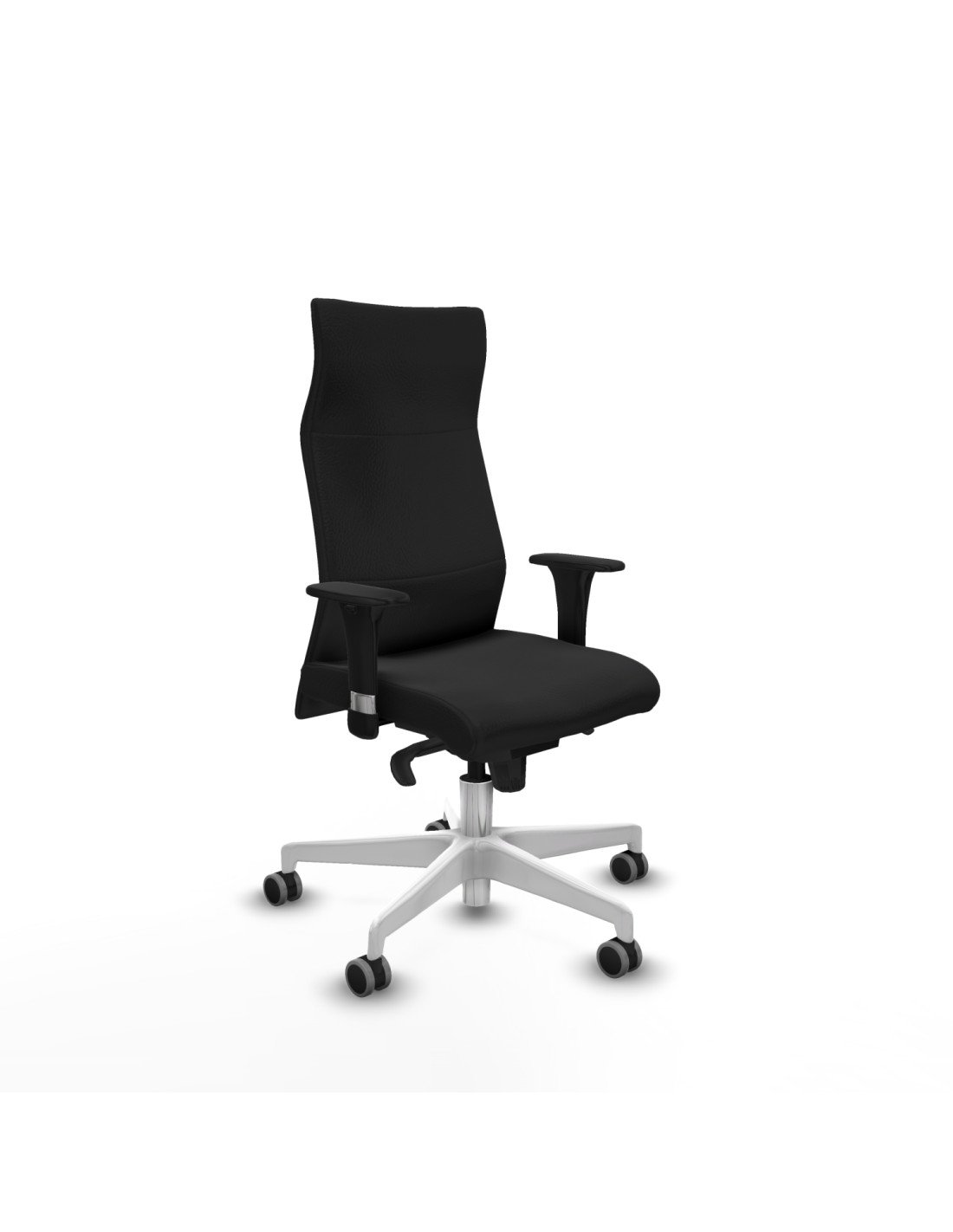 Piqueras y Crespo Albacete direcci?n sincro similpiel negro brazos 1D cromados base blanca ruedas 65 engomadas