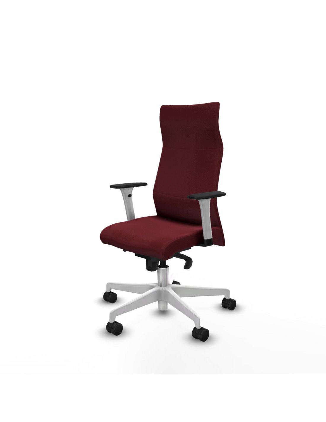 Piqueras y Crespo Albacete direcci?n sincro similpiel granate brazos 1D blancos base blanca ruedas 65 nailon