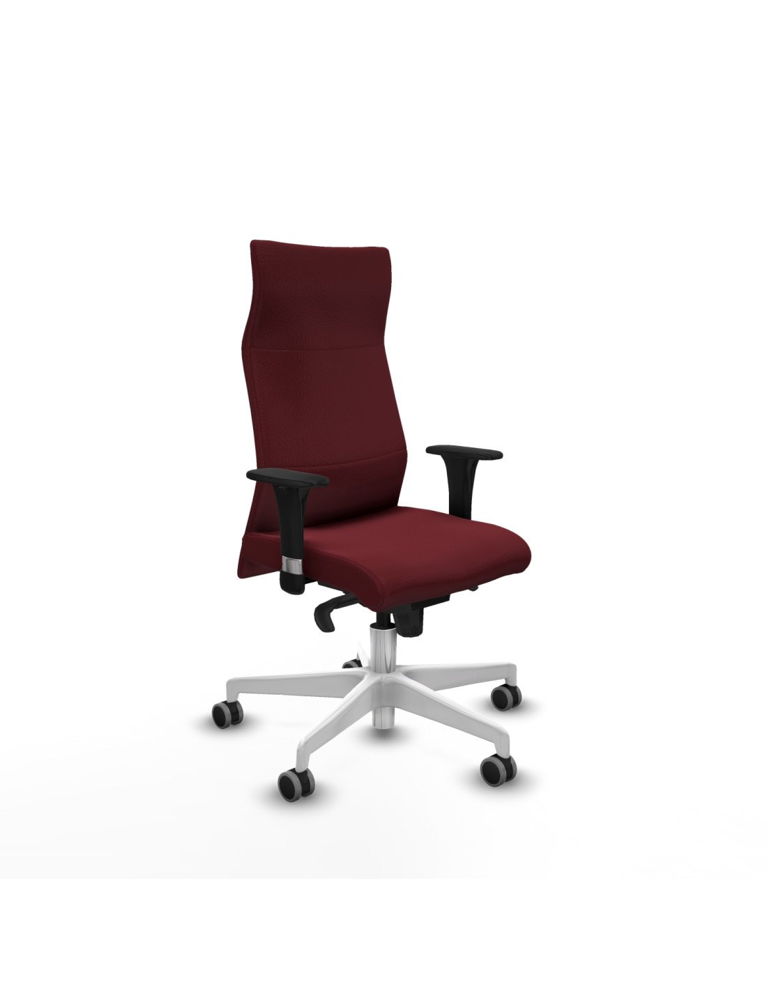 Piqueras y Crespo Albacete direcci?n sincro similpiel granate brazos 1D cromados base blanca ruedas 65 engomadas