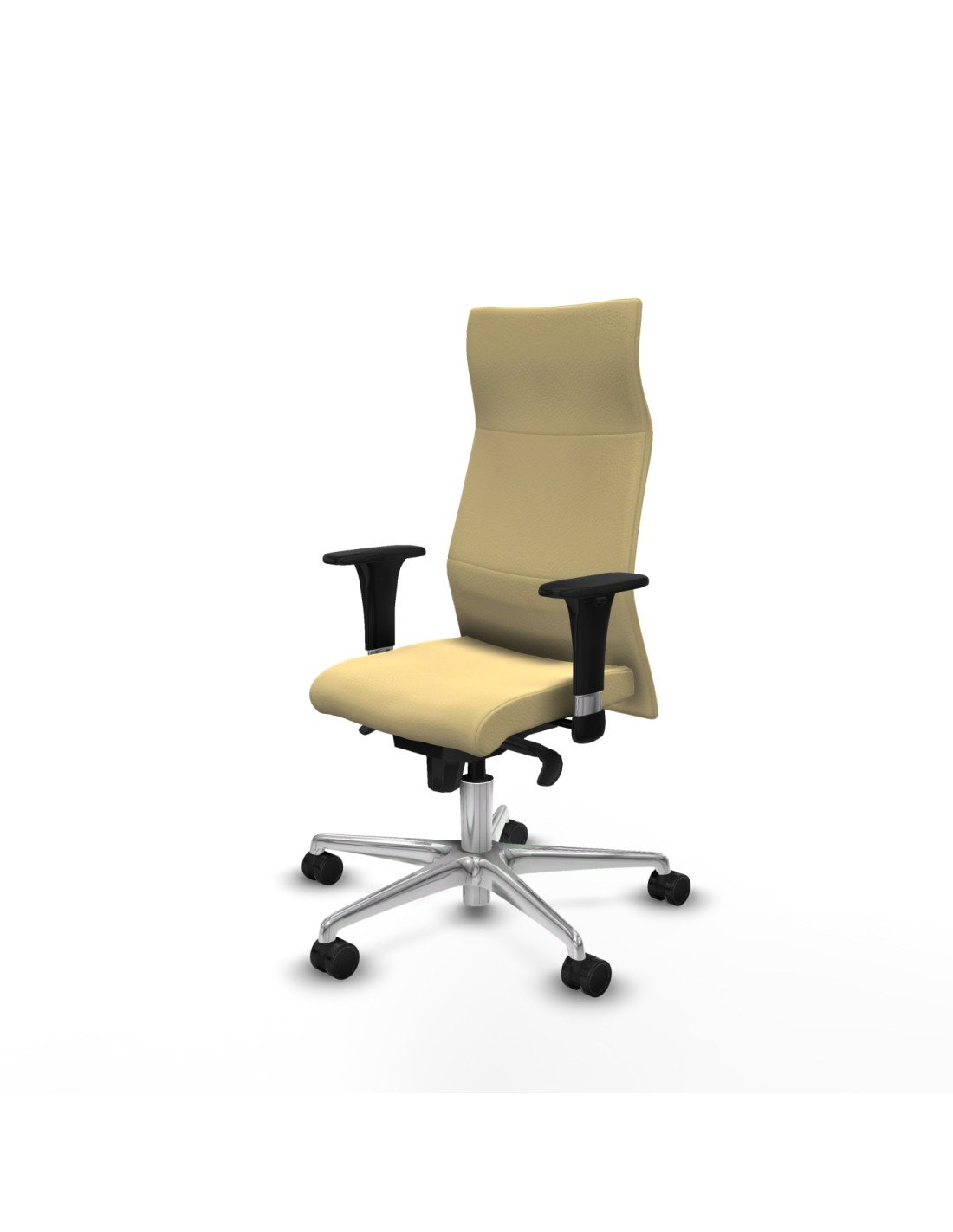 Piqueras y Crespo Albacete XL sincro similpiel crema brazos 1D base aluminio ruedas 65 mm nailon