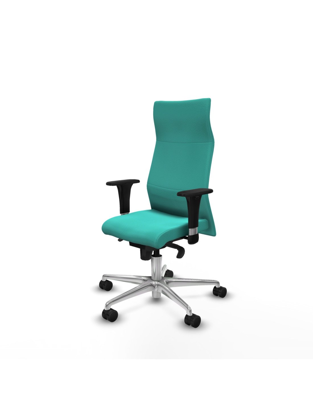 Piqueras y Crespo Albacete XL sincro similpiel turquesa brazos 1D base aluminio ruedas 65 mm nailon