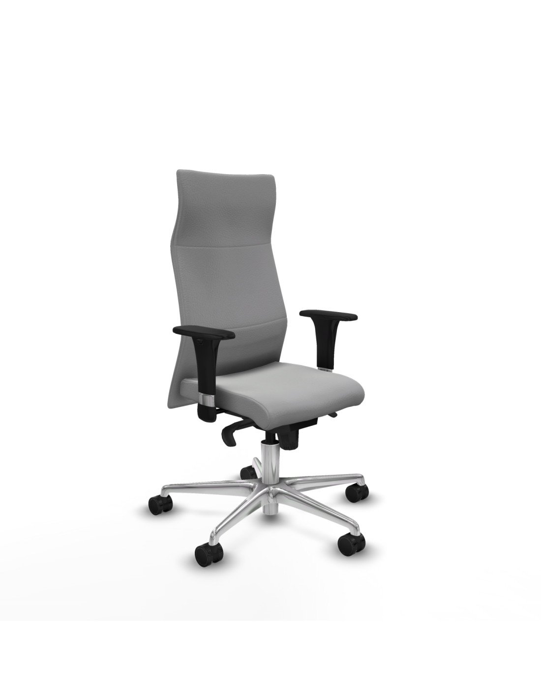 Piqueras y Crespo Albacete XL sincro similpiel gris claro brazos 1D base aluminio ruedas 65 mm nailon