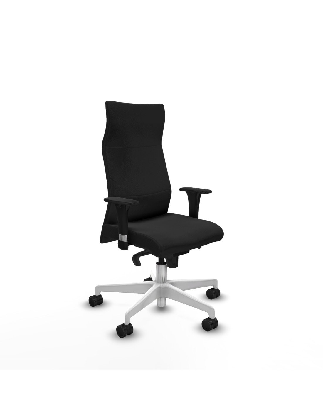 Piqueras y Crespo Albacete XL sincro similpiel negro brazos 1D base blanca ruedas 65 mm nailon