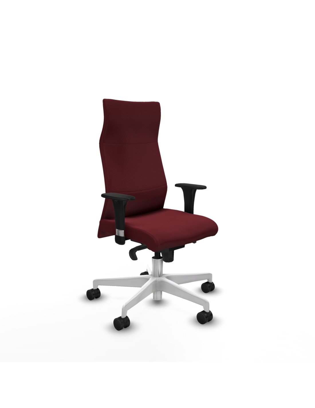 Piqueras y Crespo Albacete XL sincro similpiel granate brazos 1D base blanca ruedas 65 mm nailon