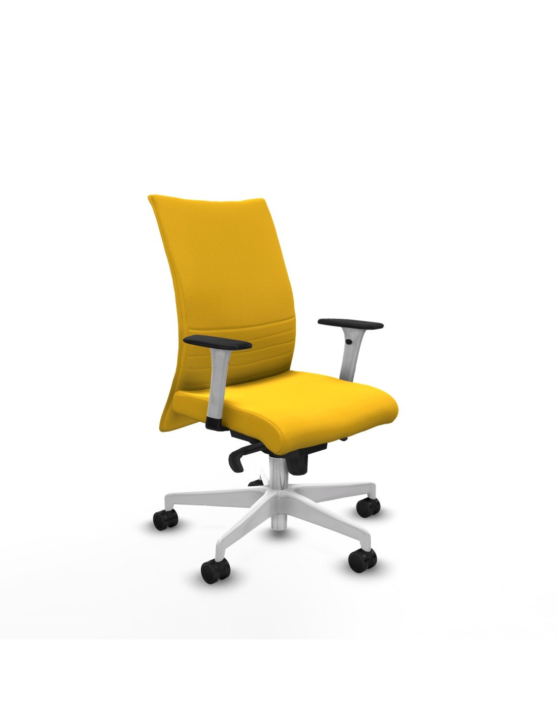 Piqueras y Crespo Albacete confidente sincro similpiel amarillo brazos 1D blancos base blanca ruedas 65 mm nailon