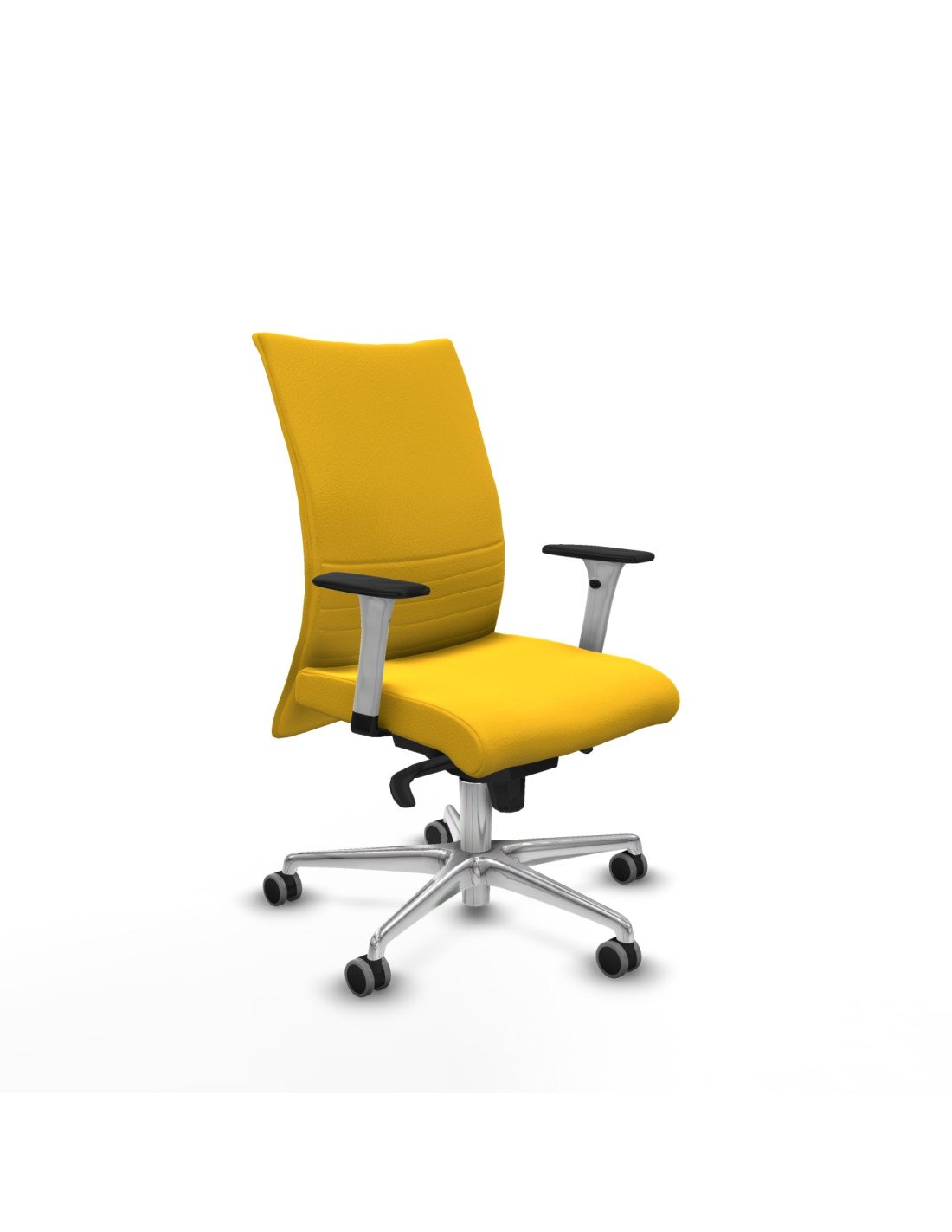 Piqueras y Crespo Albacete confidente sincro similpiel amarillo brazos 1D blancos base aluminio ruedas 65mm engomadas