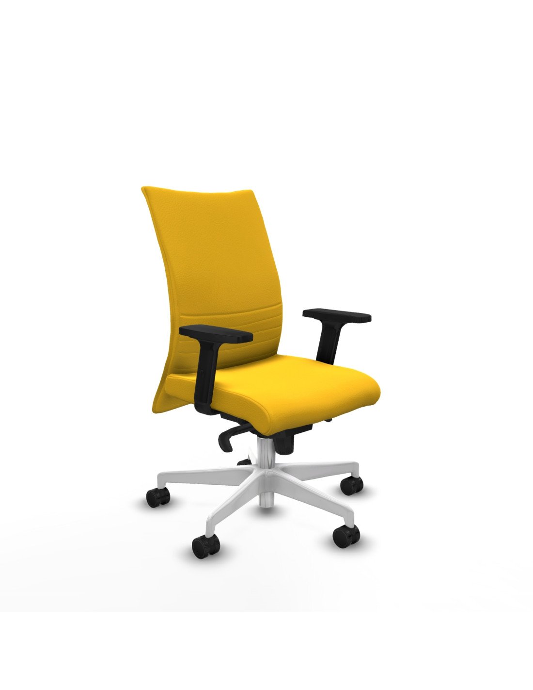 Piqueras y Crespo Albacete confidente sincro similpiel amarillo brazos 2D base blanca ruedas 65 mm nailon