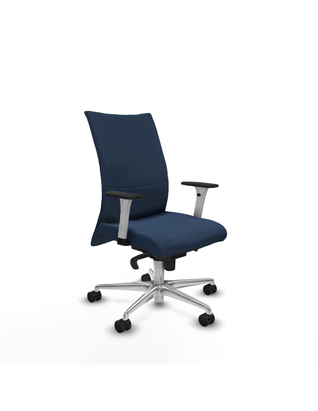 Piqueras y Crespo Albacete confidente sincro similpiel azul marino brazos 1D blancos base aluminio ruedas 65 mm nailon