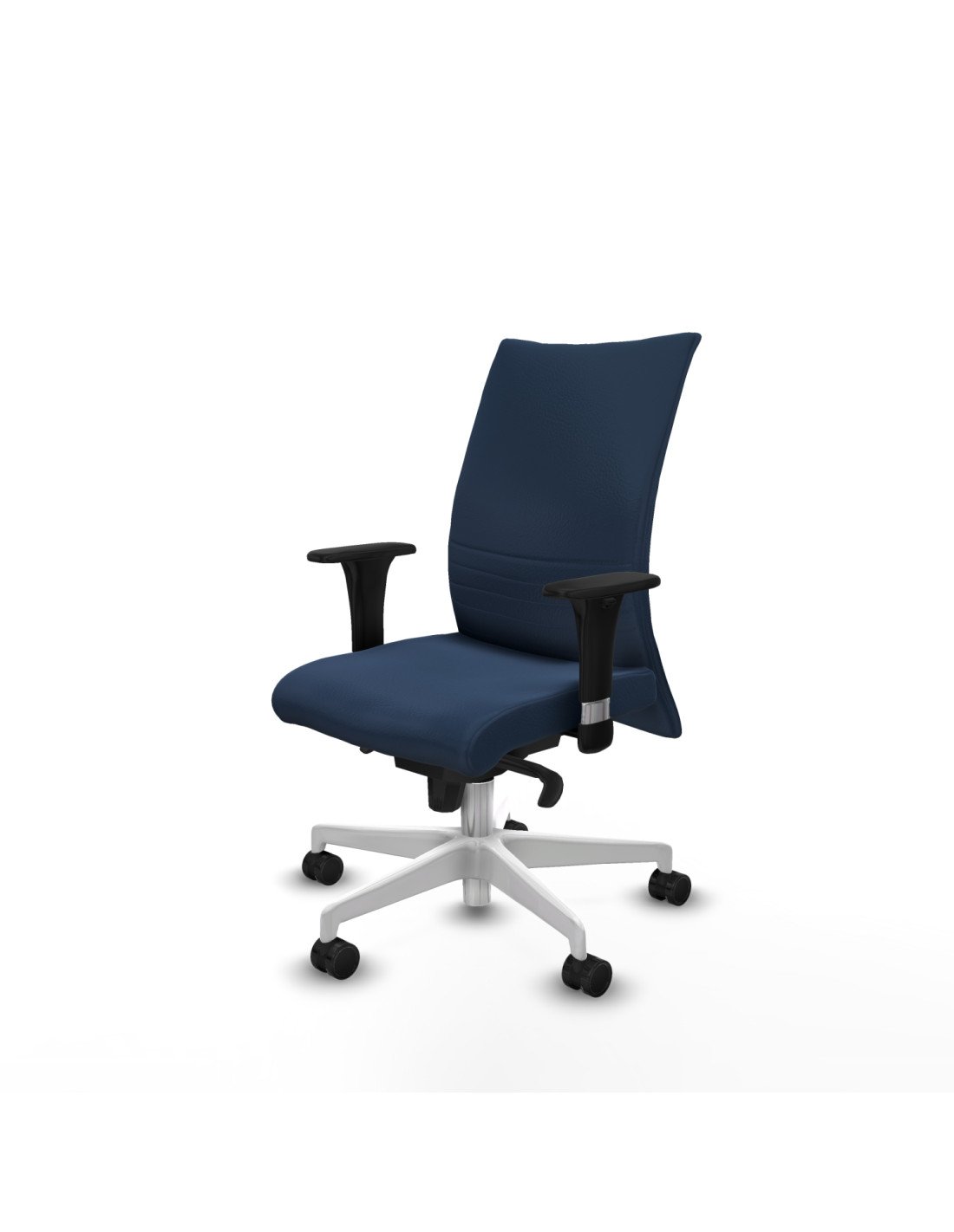 Piqueras y Crespo Albacete confidente sincro similpiel azul marino brazos 1D base blanca ruedas 65 mm nailon