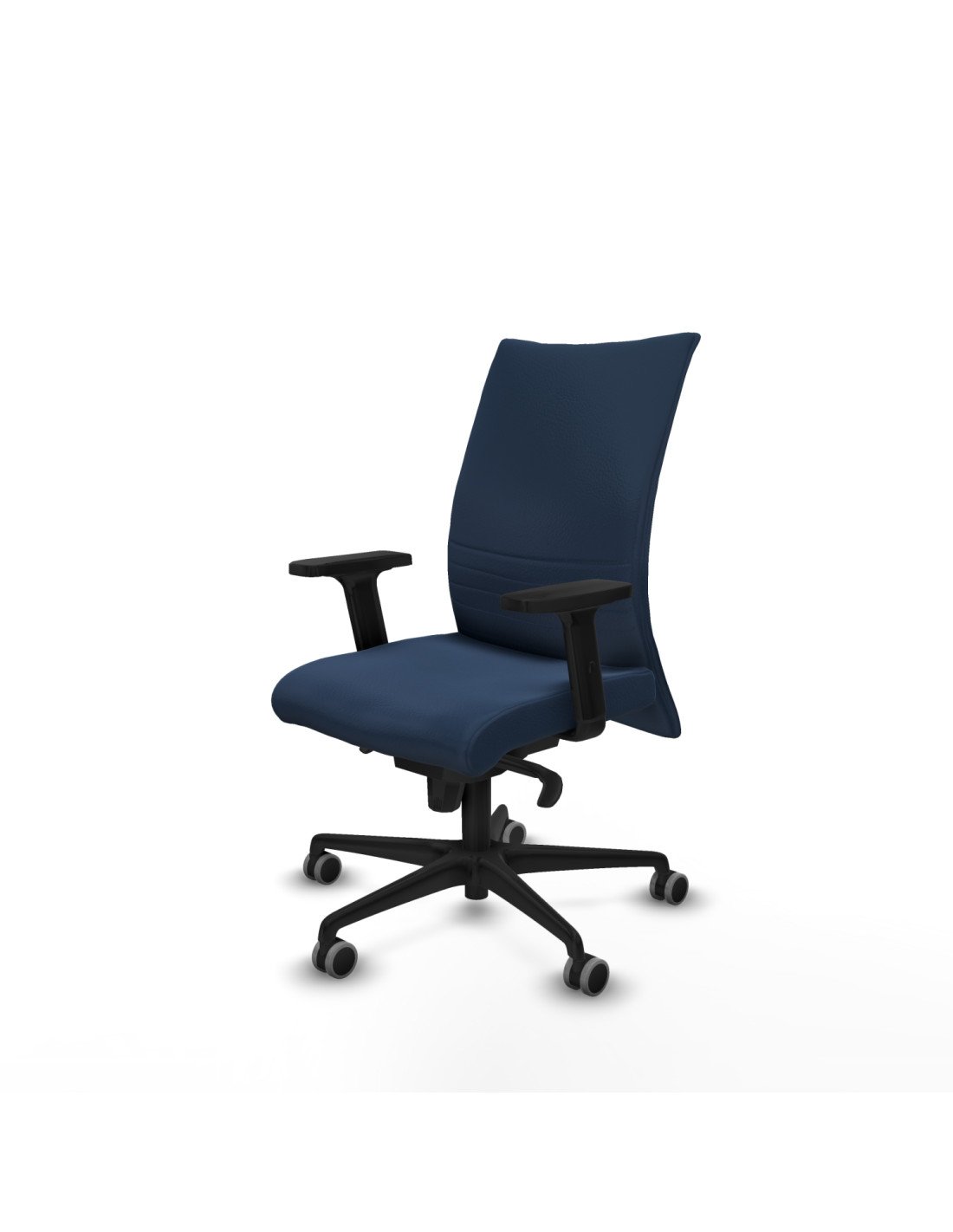 Piqueras y Crespo Albacete confidente sincro similpiel azul marino brazos 2D base nailon ruedas 65mm engomadas