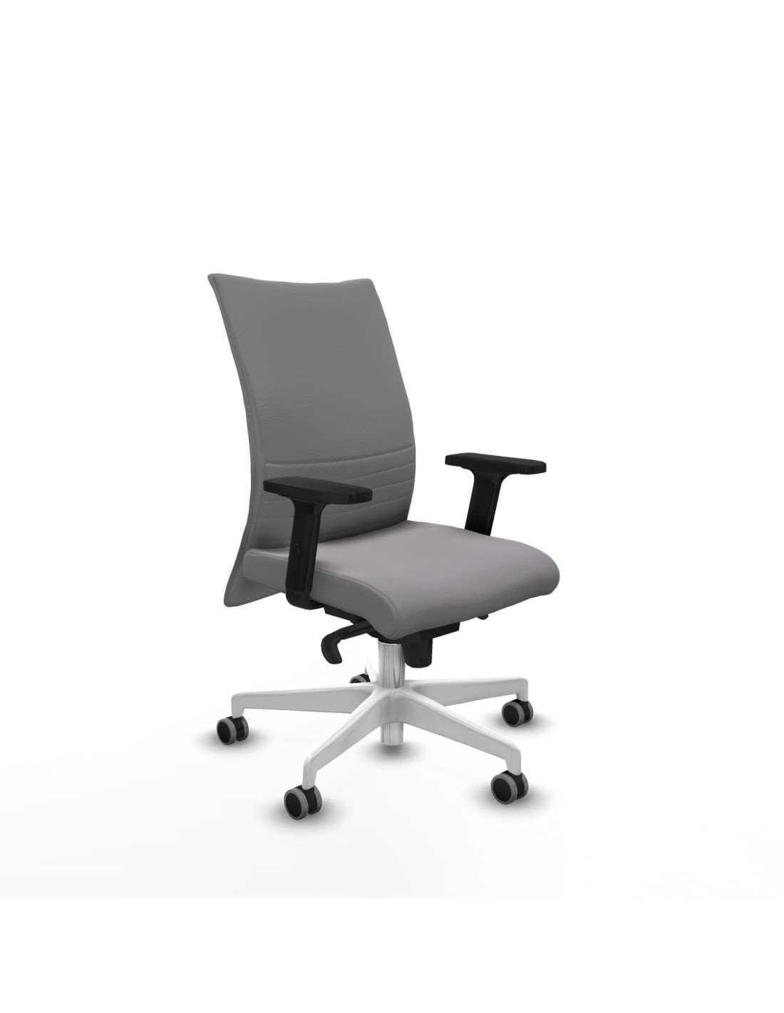 Piqueras y Crespo Albacete confidente sincro similpiel gris brazos 2D base blanca ruedas 65mm engomadas