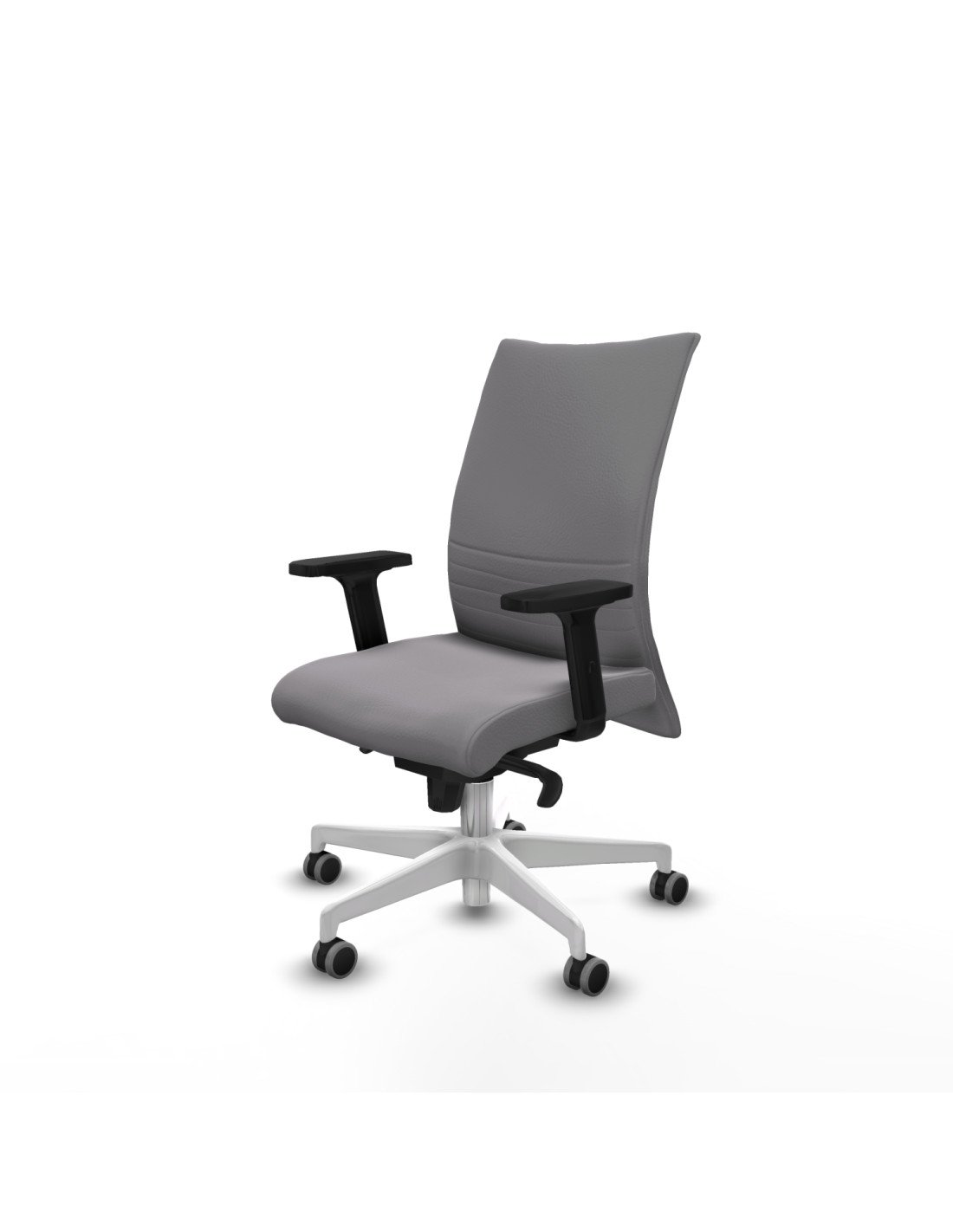 Piqueras y Crespo Albacete confidente sincro similpiel gris brazos 2D base blanca ruedas 65mm engomadas