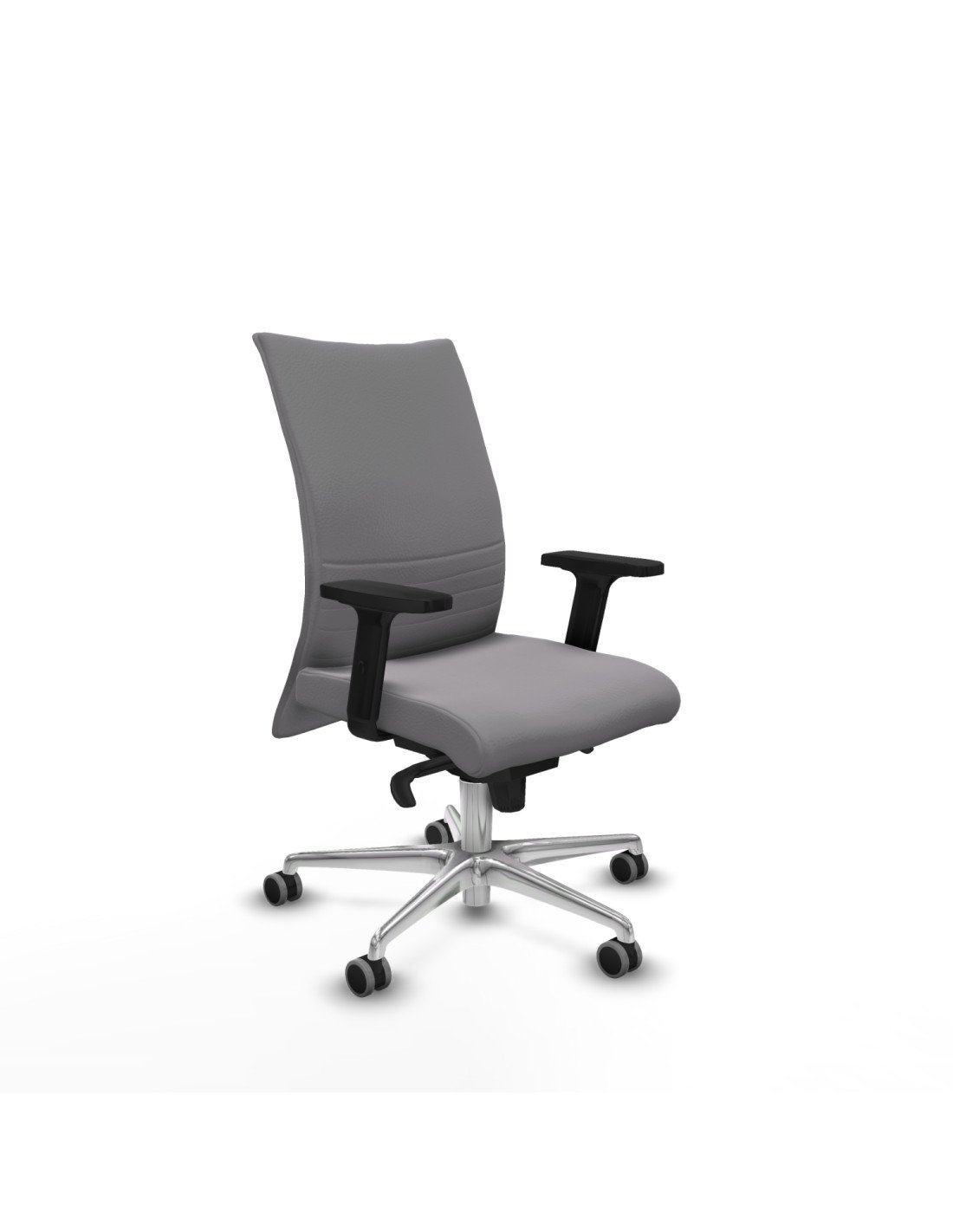 Piqueras y Crespo Albacete confidente sincro similpiel gris brazos 2D base aluminio ruedas 65mm engomadas