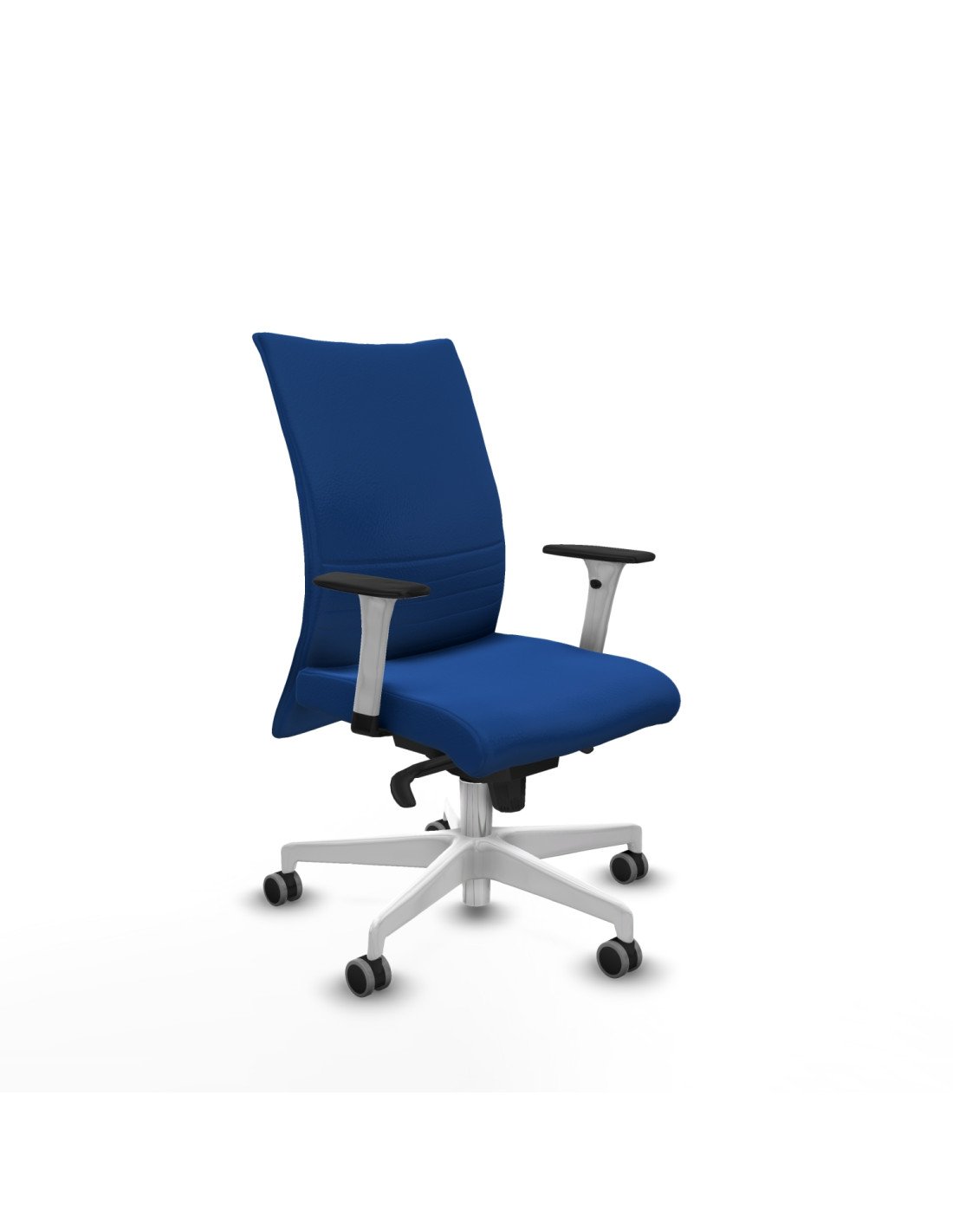 Piqueras y Crespo Albacete confidente sincro similpiel azul brazos 1D blancos base blanca ruedas 65mm engomadas