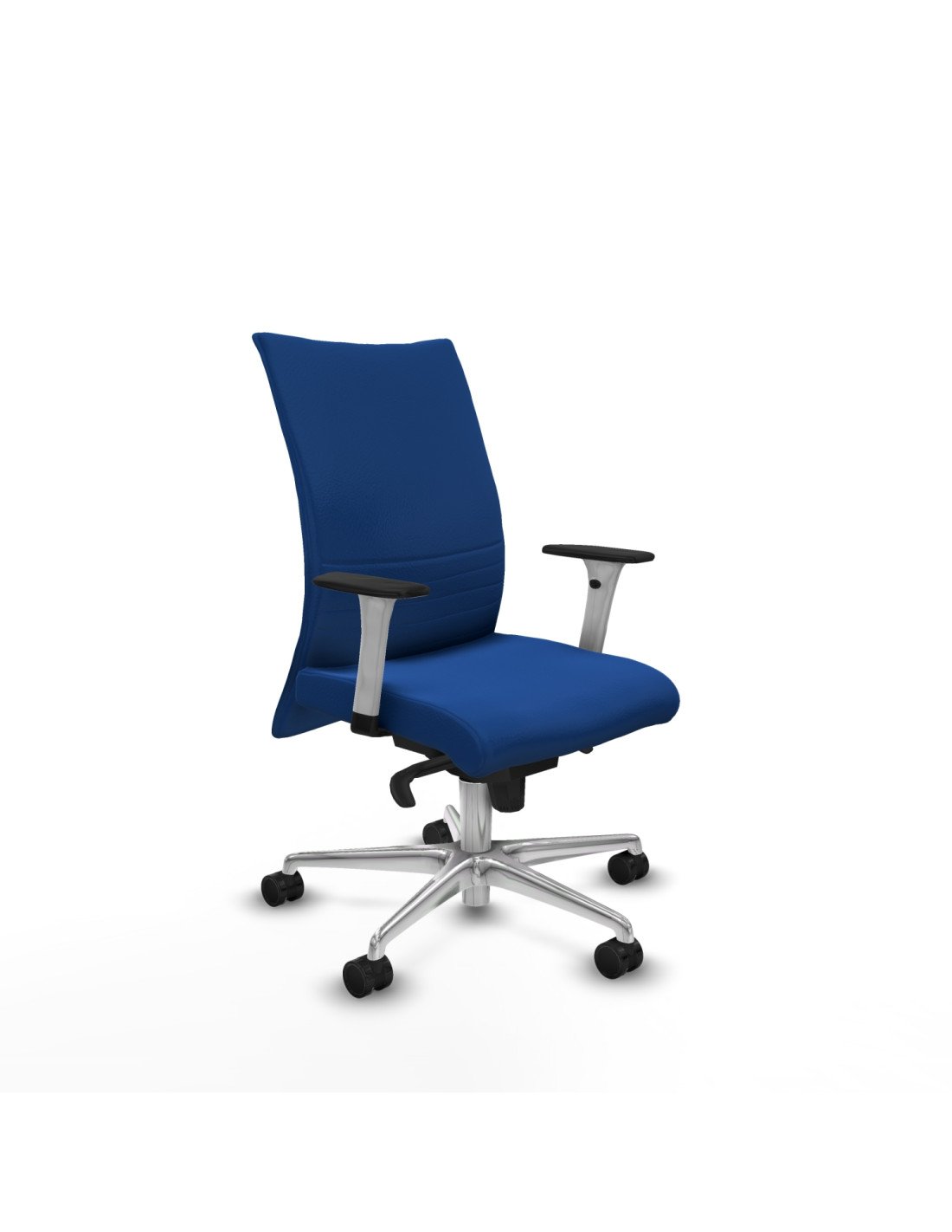 Piqueras y Crespo Albacete confidente sincro similpiel azul brazos 1D blancos base aluminio ruedas 65 mm nailon