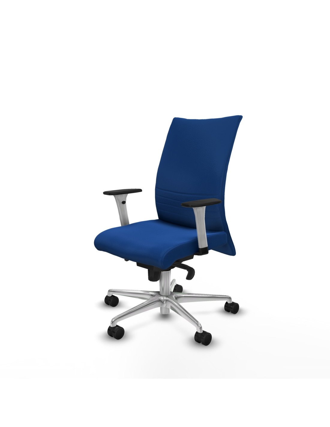 Piqueras y Crespo Albacete confidente sincro similpiel azul brazos 1D blancos base aluminio ruedas 65 mm nailon