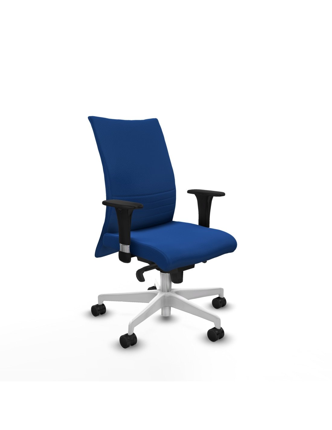 Piqueras y Crespo Albacete confidente sincro similpiel azul brazos 1D base blanca ruedas 65 mm nailon