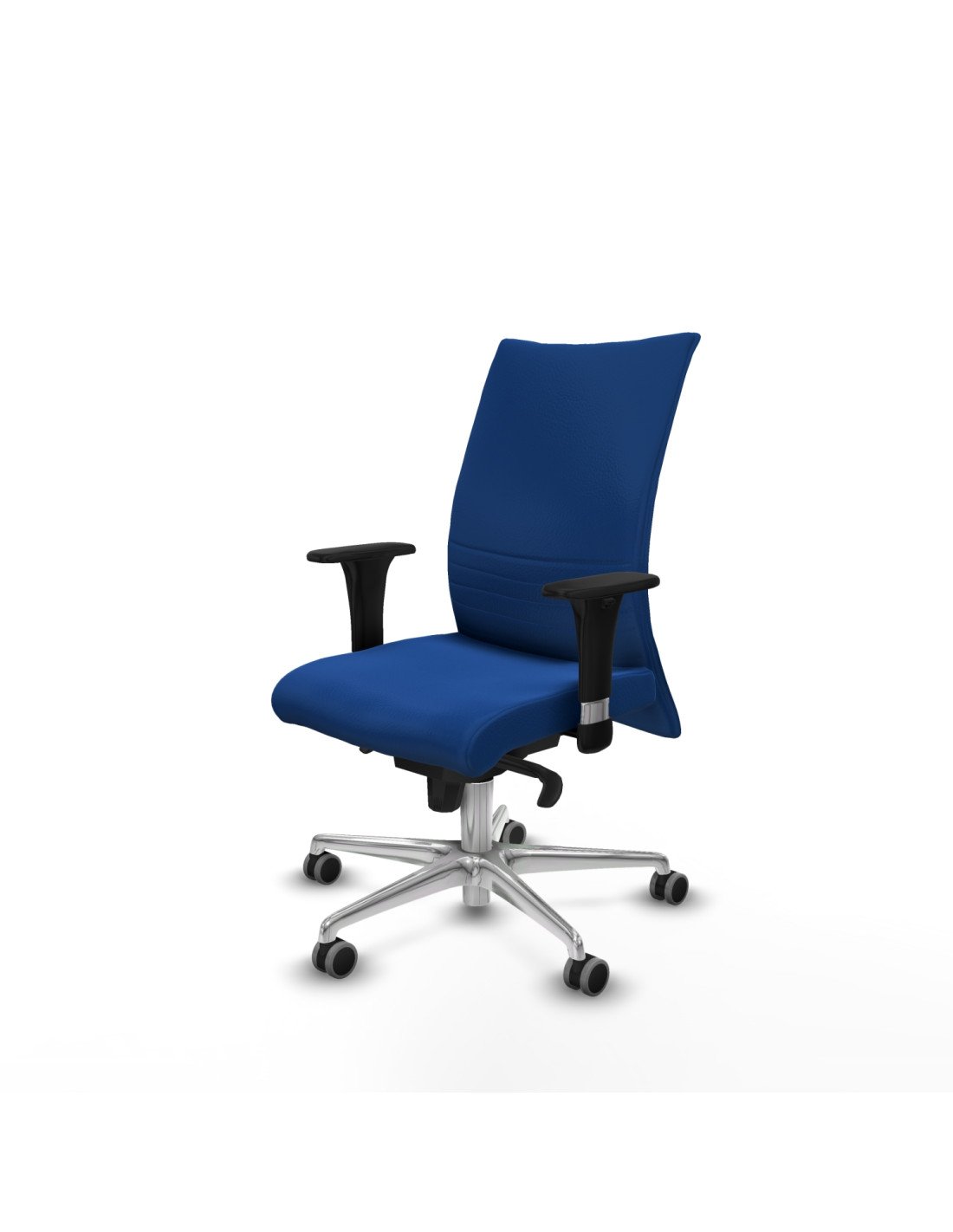 Piqueras y Crespo Albacete confidente sincro similpiel azul brazos 1D base aluminio ruedas 65mm engomadas