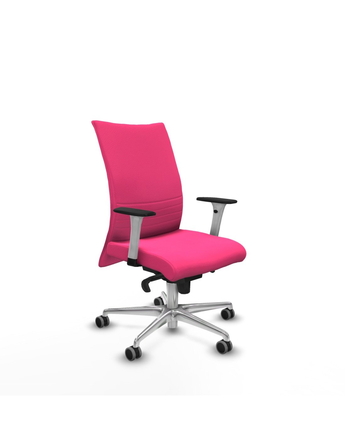 Piqueras y Crespo Albacete confidente sincro similpiel rosa brazos 1D blancos base aluminio ruedas 65mm engomadas