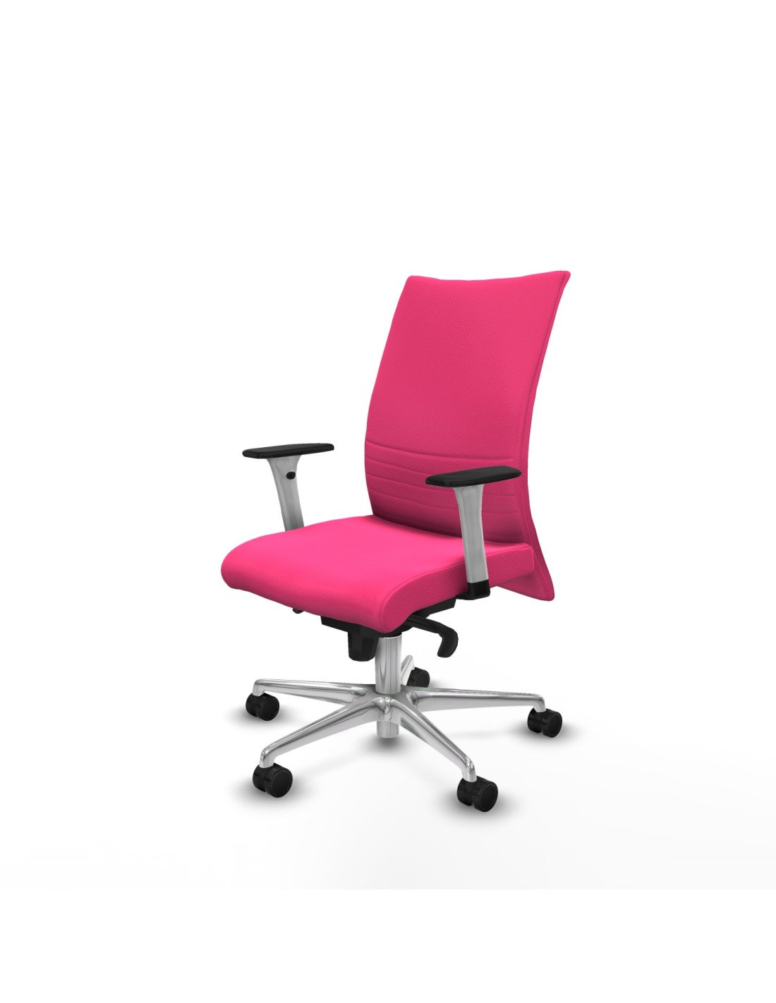 Piqueras y Crespo Albacete confidente sincro similpiel rosa brazos 1D blancos base aluminio ruedas 65 mm nailon