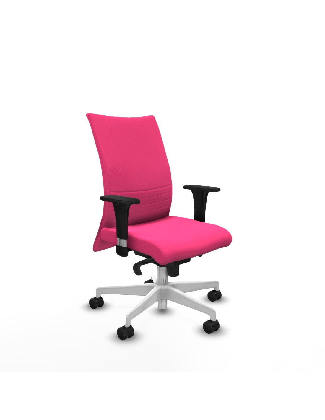 Piqueras y Crespo Albacete confidente sincro similpiel rosa brazos 1D base blanca ruedas 65 mm nailon