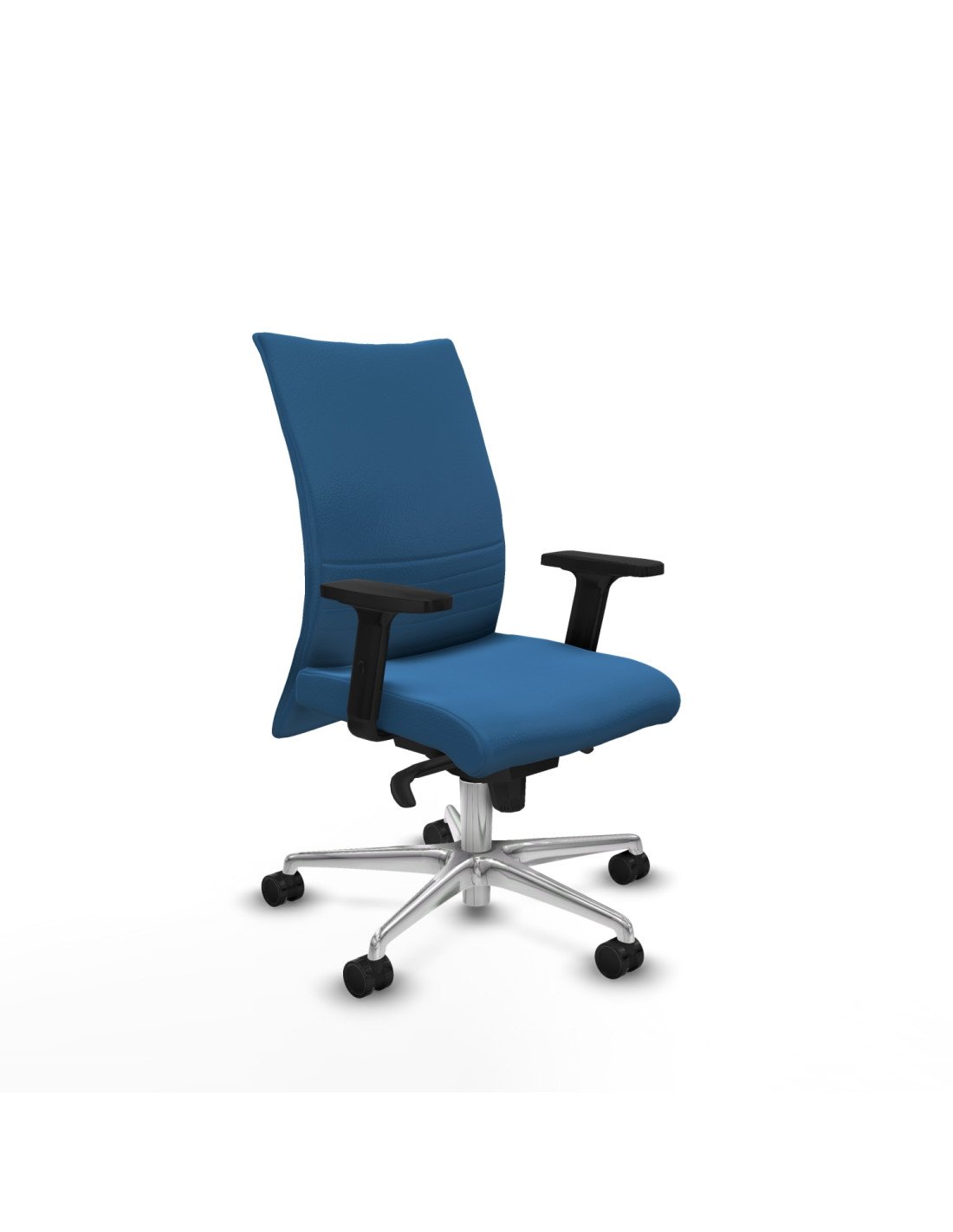 Piqueras y Crespo Albacete confidente sincro similpiel azul claro brazos 2D base aluminio ruedas 65 mm nailon