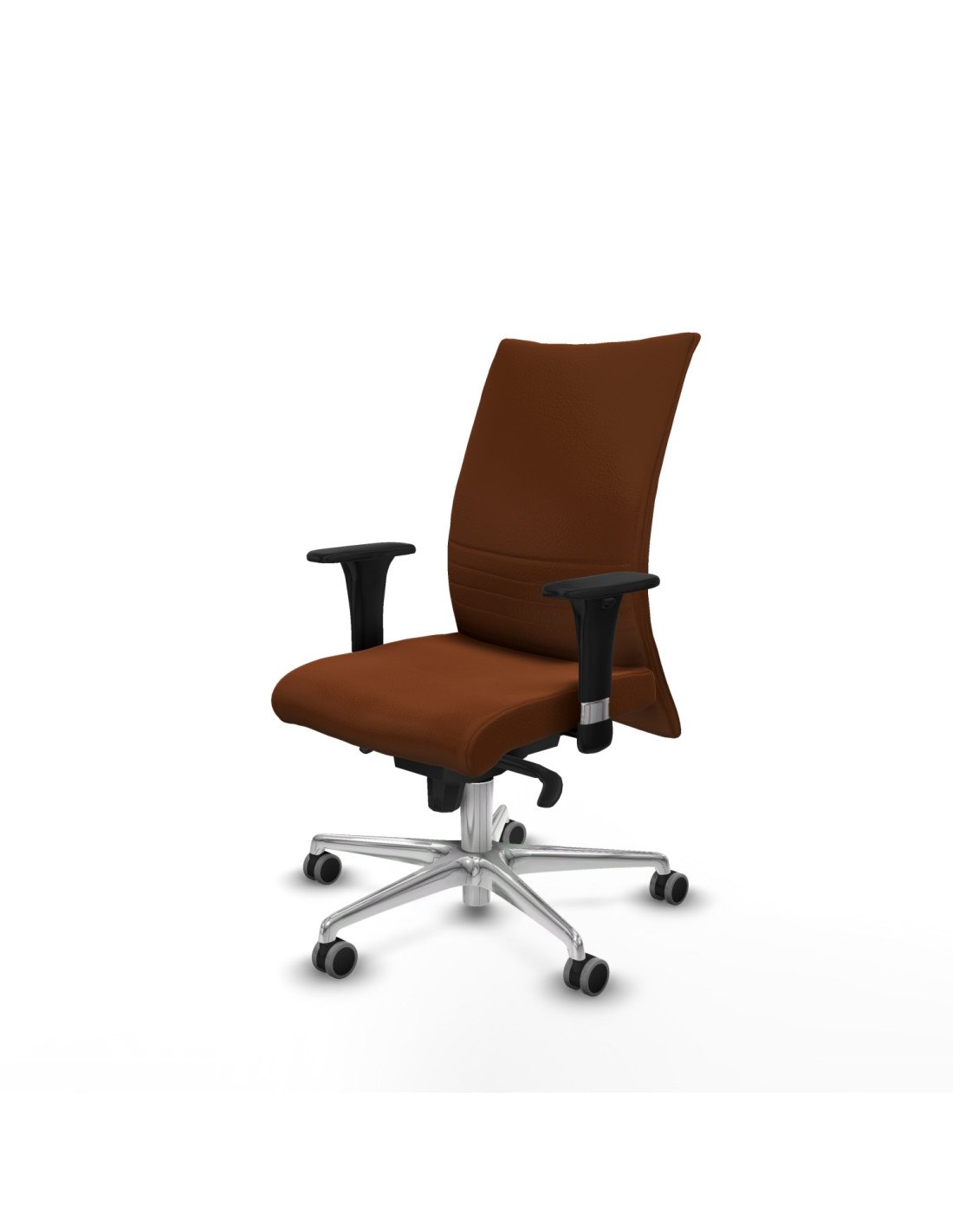 Piqueras y Crespo Albacete confidente sincro similpiel marr?n brazos 1D base aluminio ruedas 65mm engomadas