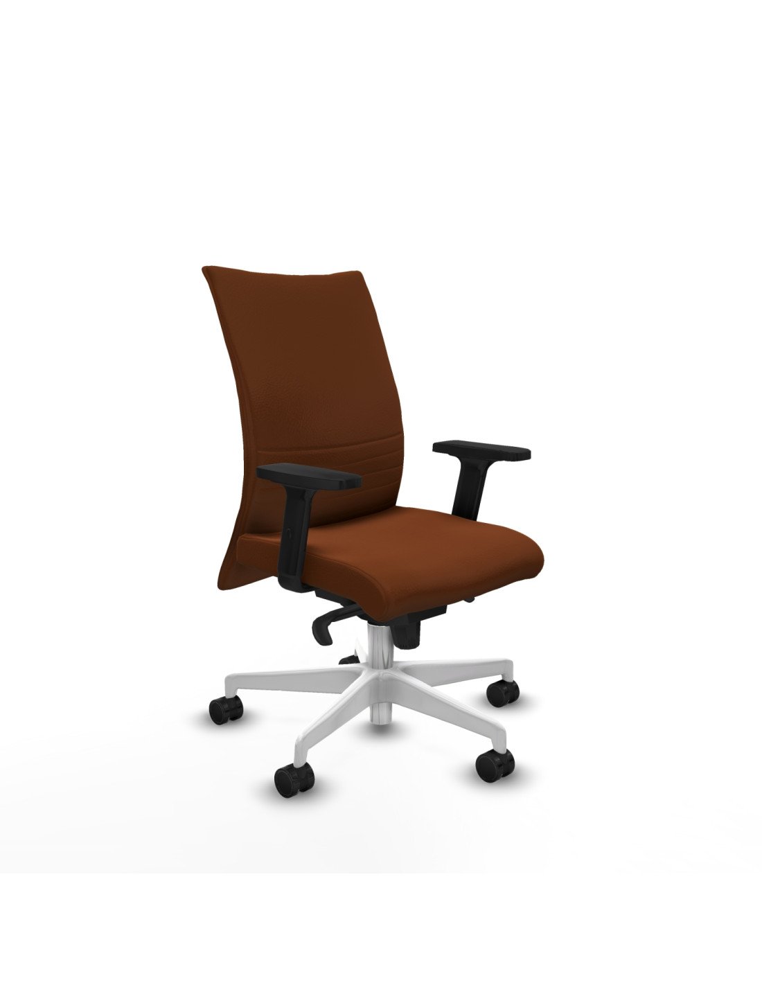 Piqueras y Crespo Albacete confidente sincro similpiel marr?n brazos 2D base blanca ruedas 65 mm nailon