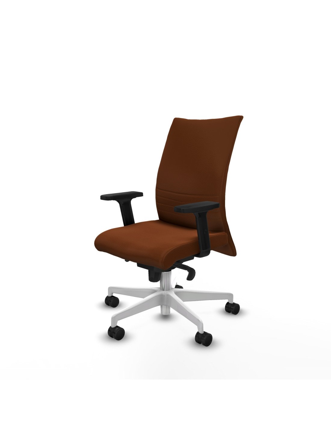 Piqueras y Crespo Albacete confidente sincro similpiel marr?n brazos 2D base blanca ruedas 65 mm nailon