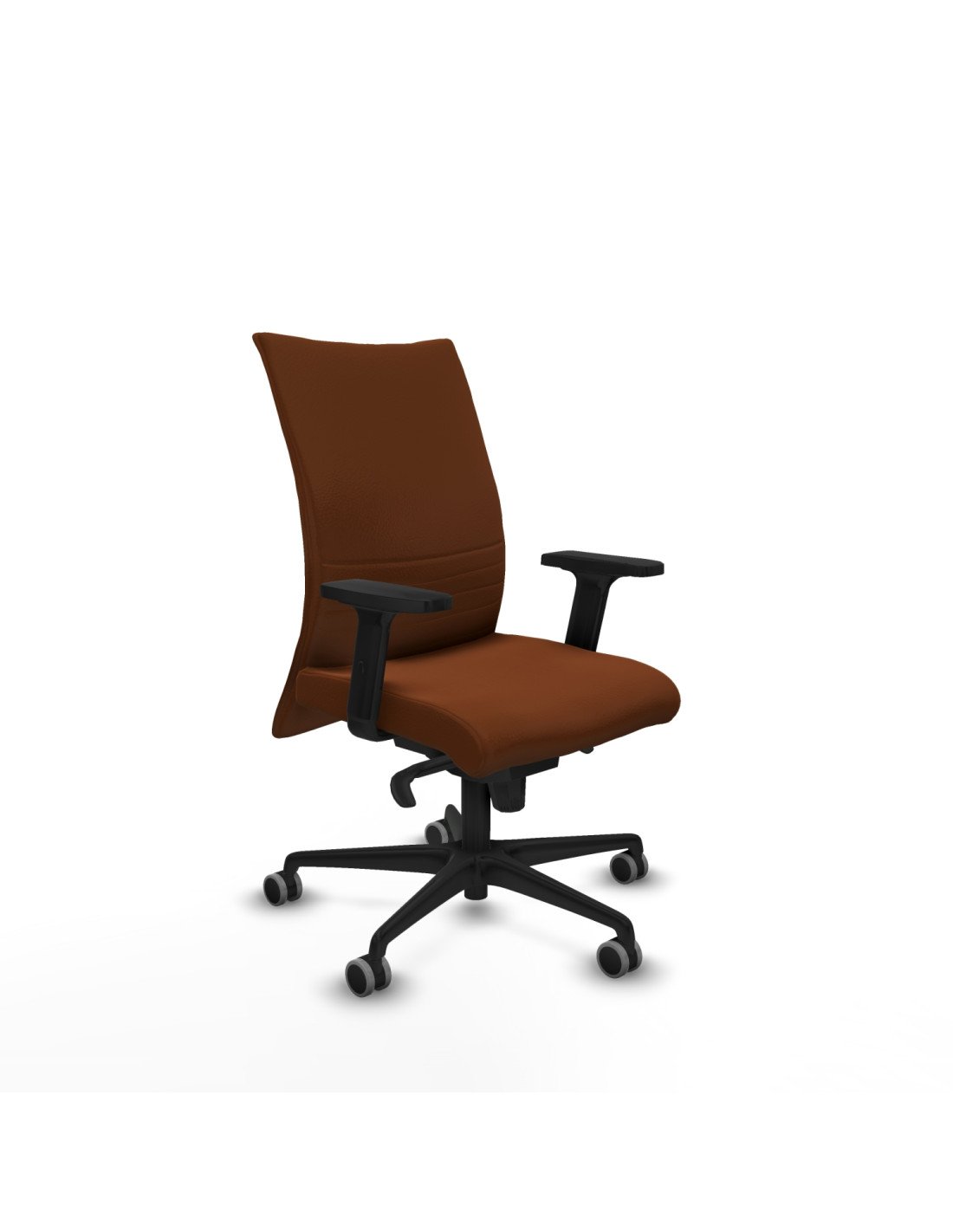 Piqueras y Crespo Albacete confidente sincro similpiel marr?n brazos 2D base nailon ruedas 65mm engomadas