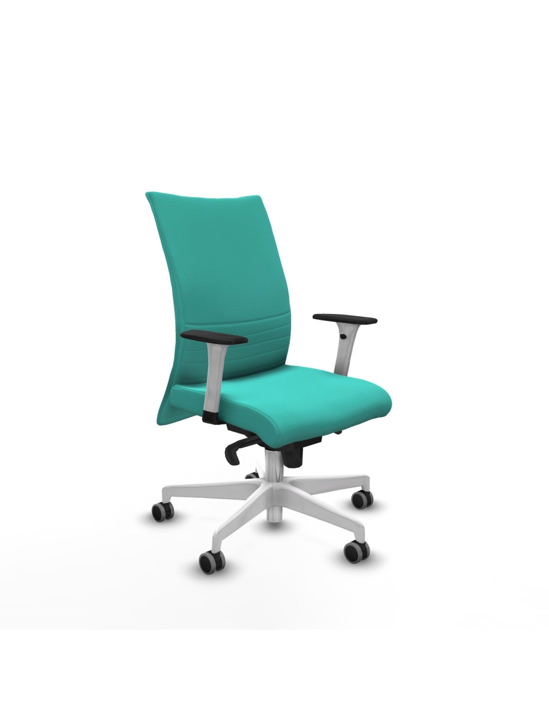 Piqueras y Crespo Albacete confidente sincro similpiel turquesa brazos 1D blancos base blanca ruedas 65mm engomadas