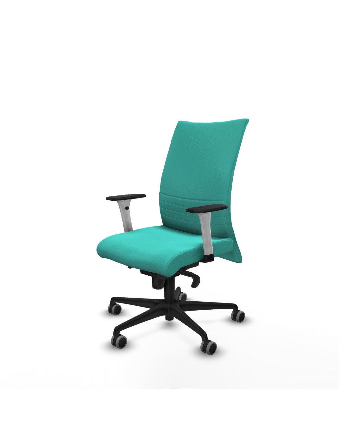 Piqueras y Crespo Albacete confidente sincro similpiel turquesa brazos 1D blancos base nailon ruedas 65mm engomadas