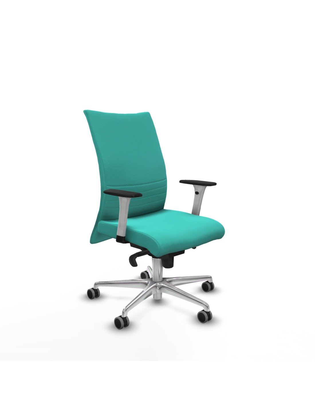 Piqueras y Crespo Albacete confidente sincro similpiel turquesa brazos 1D blancos base aluminio ruedas 65mm engomadas