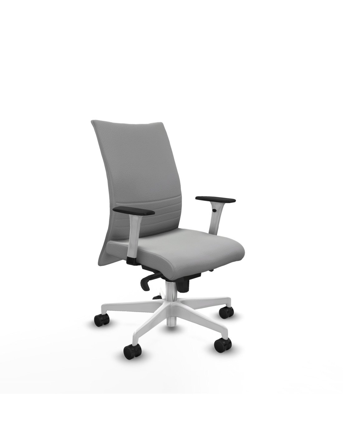 Piqueras y Crespo Albacete confidente sincro similpiel gris claro brazos 1D blancos base blanca ruedas 65 mm nailon