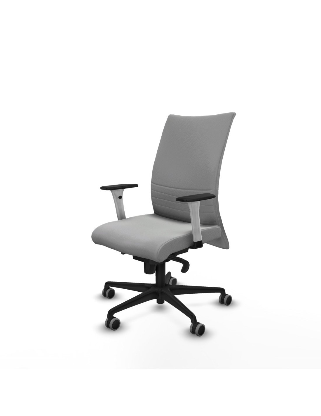 Piqueras y Crespo Albacete confidente sincro similpiel gris claro brazos 1D blancos base nailon ruedas 65mm engomadas